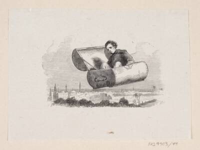 Illustration til "Den flyvende Kuffert" i H.C. Andersen, "Eventyr og Historier", Bind 1