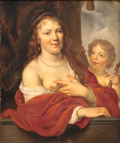En dame og hendes barn som Venus og Amor