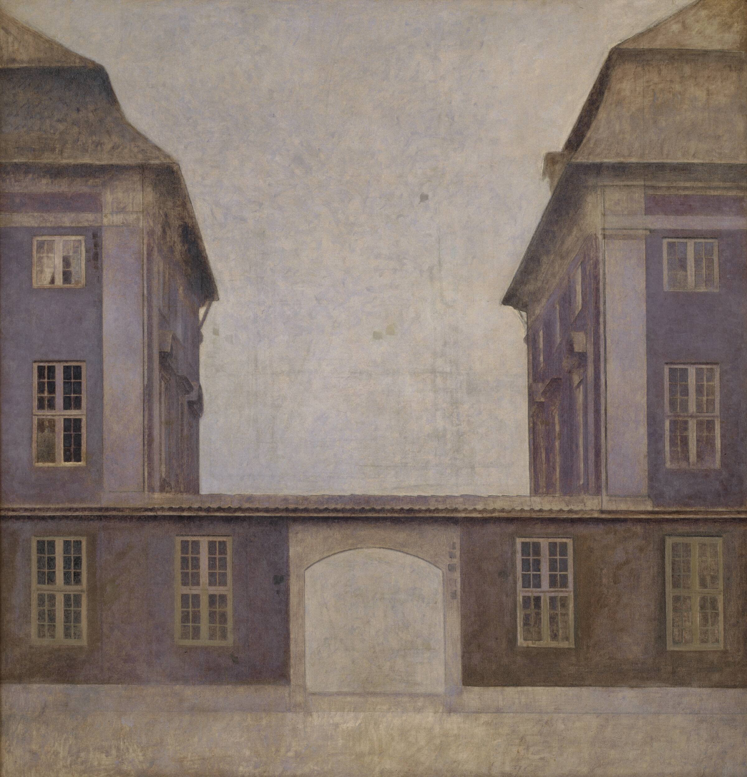 Asiatisk Compagnis bygninger, set fra St. Annæ Gade på Christianshavn, København, Vilhelm Hammershøi, 1902
