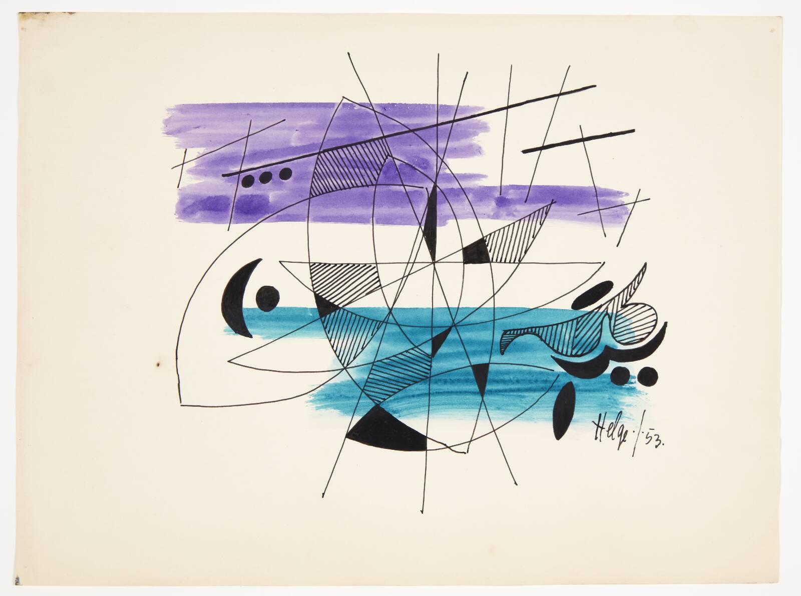 Abstrakt komposition, Helge Jacobsen, 1953