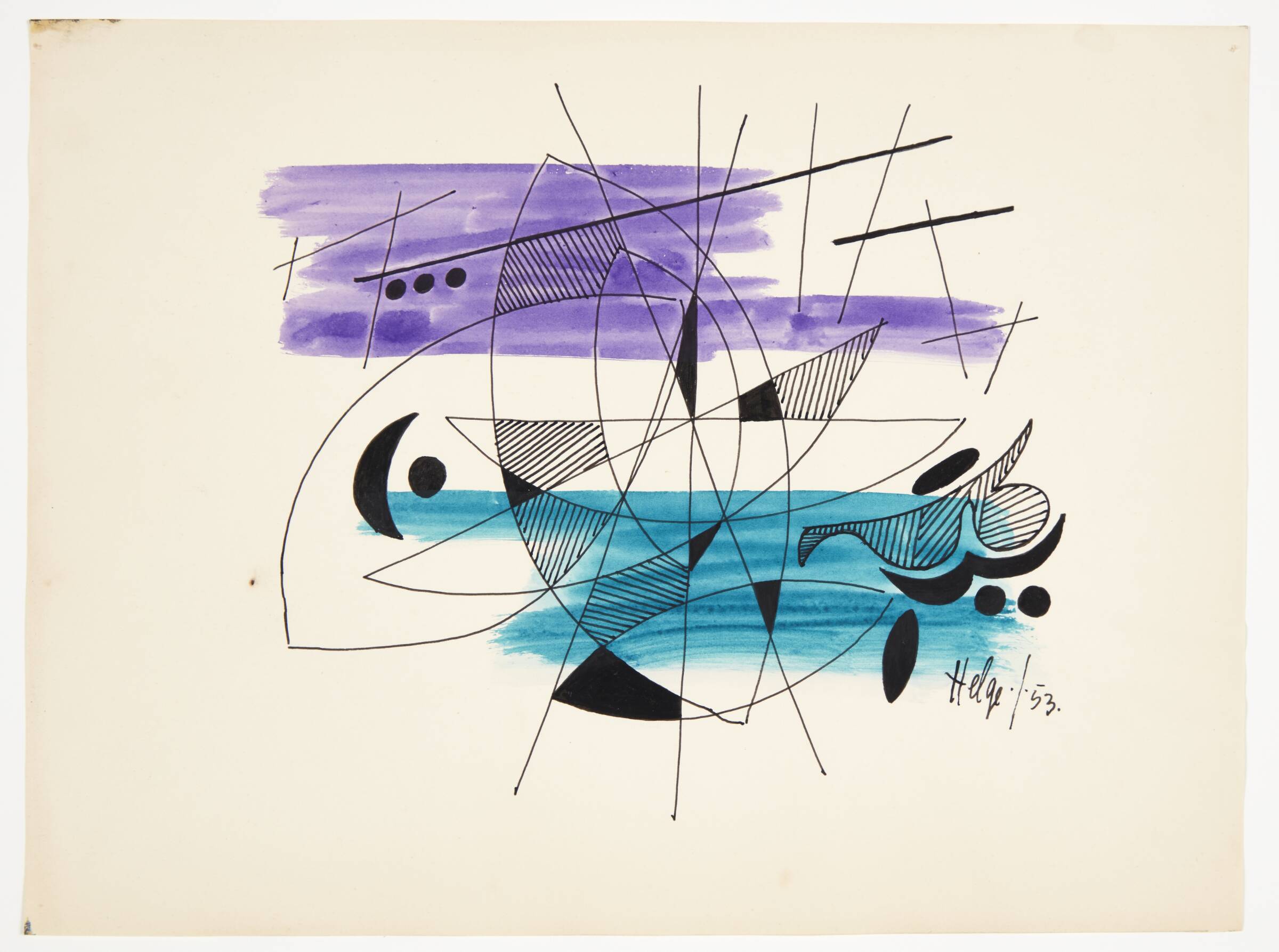 Abstrakt komposition, Helge Jacobsen, 1953