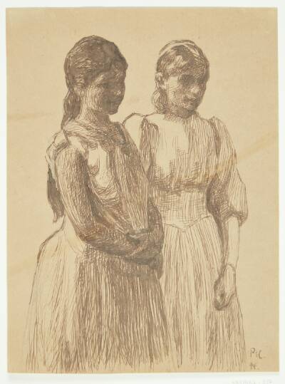 To unge piger. Studie til maleriet "Bal i en provinsby" (Gøteborg kunstmuseum)
