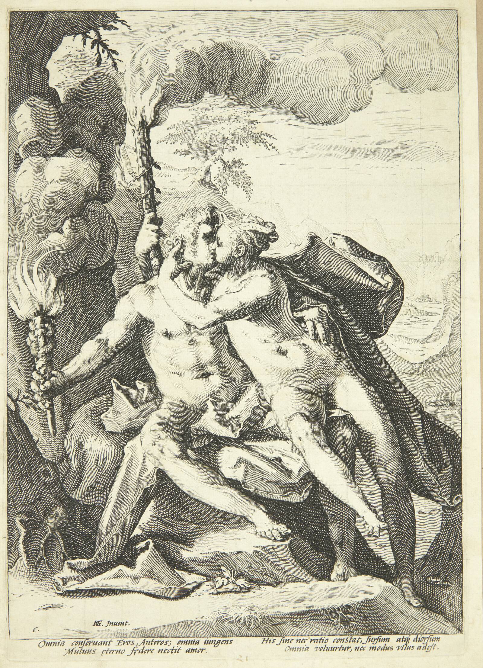 Eros og Anteros, Jacob Matham, 1588