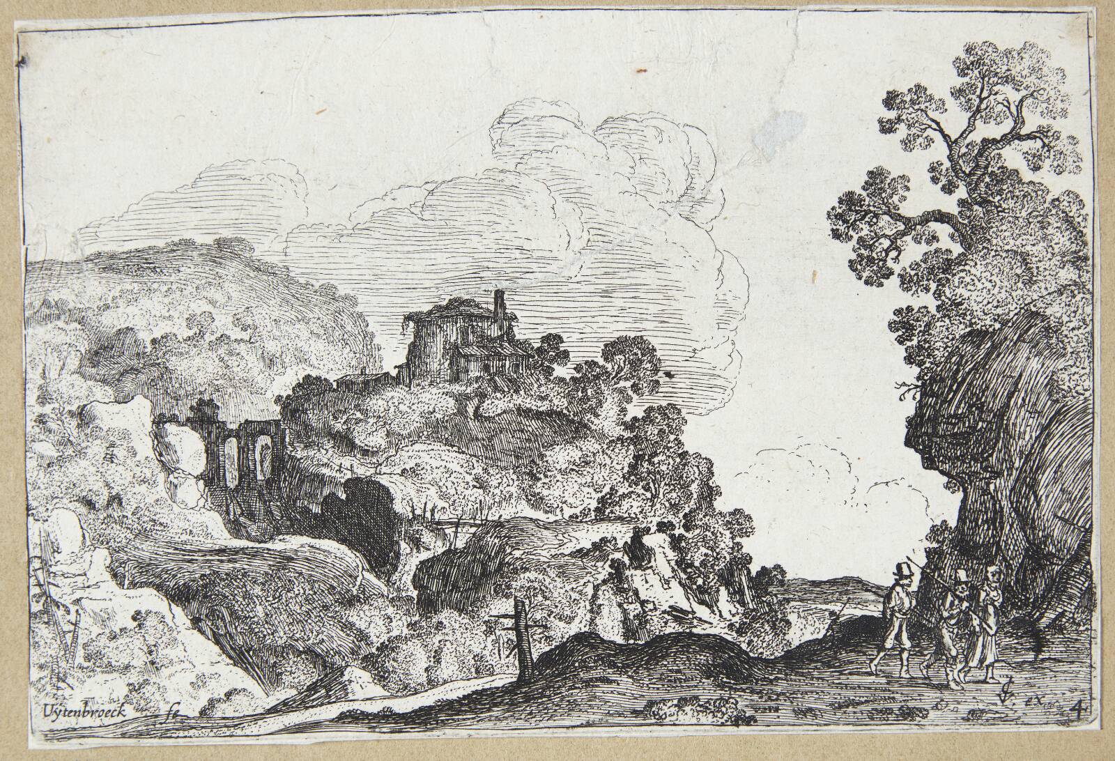 Bjerglandskab med vejfarende, Ubekendt, 1595-1648