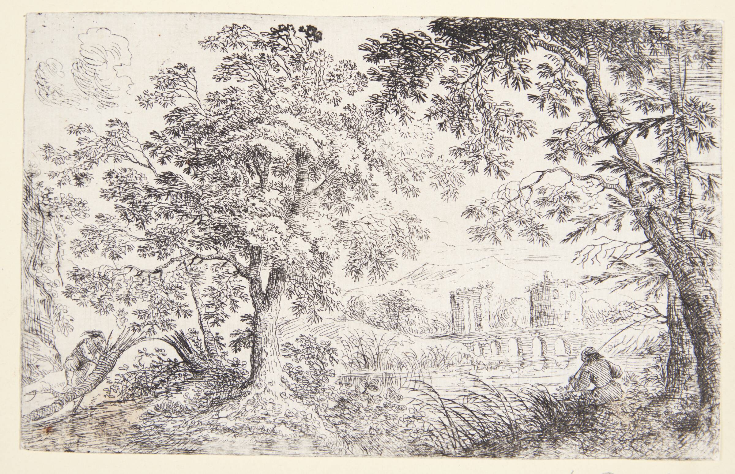 Landskab med en fisker, Cornelis Matthieu, 1637-1656