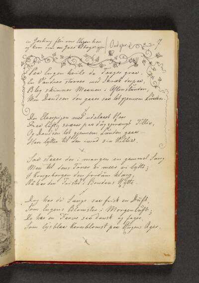 Rankeornament med to små sommerfugle; samt vers. Side 7