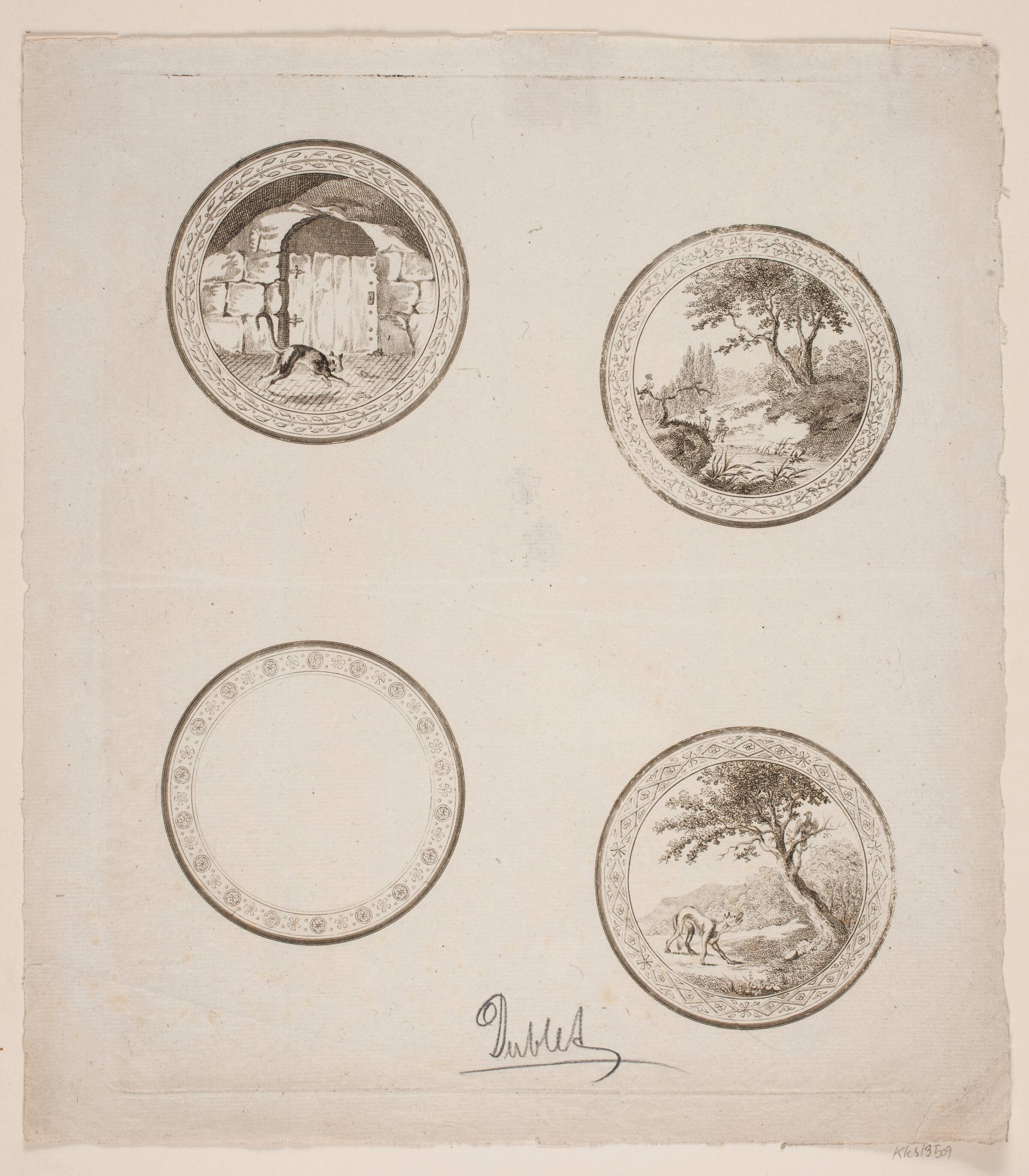 Fire vignetter til La Fontaines fabler, Gerhard Ludvig Lahde, 1765-1833