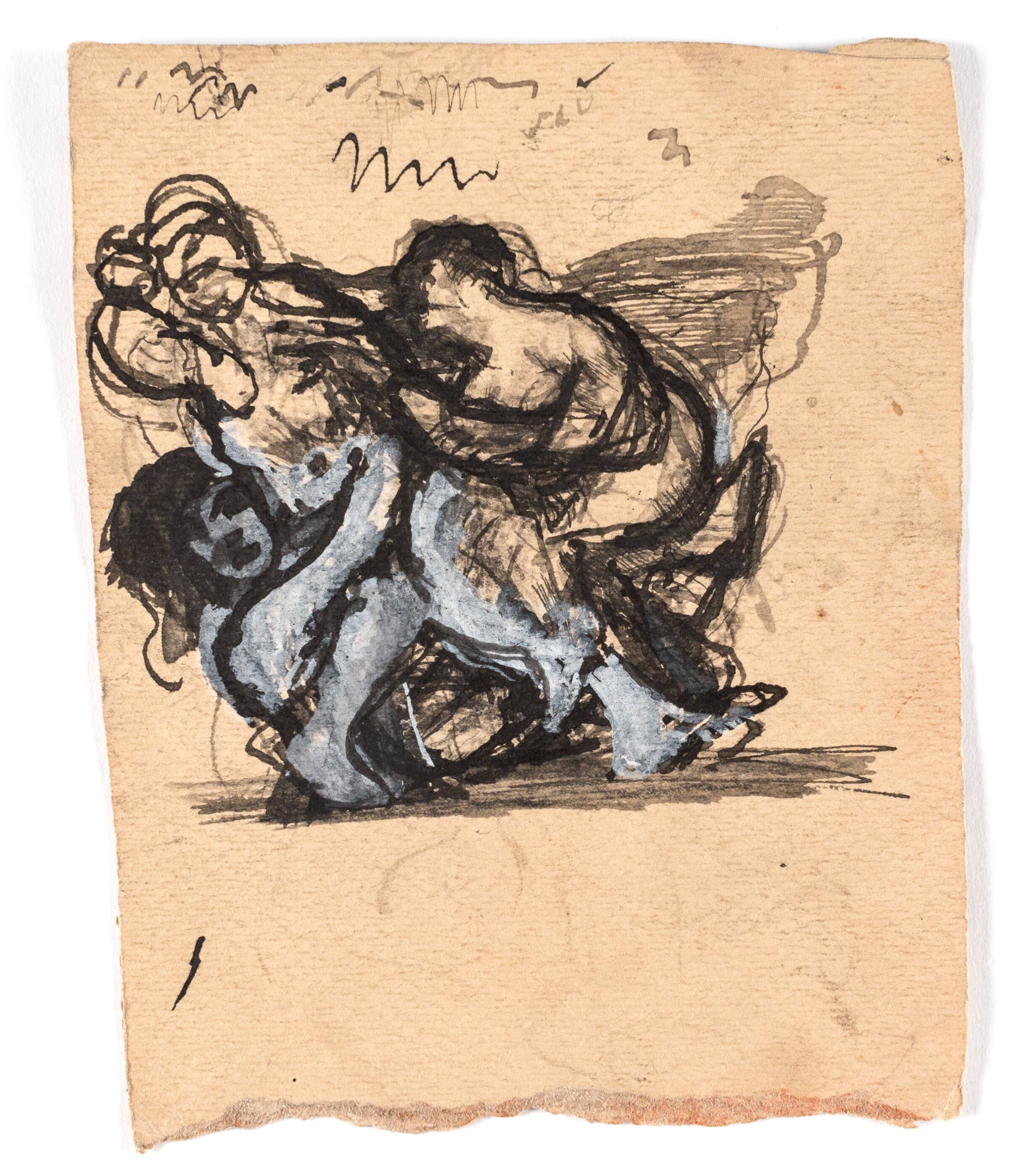 Studie til "To kvinder slås om en mand", Oluf Hartmann, 1879-1910