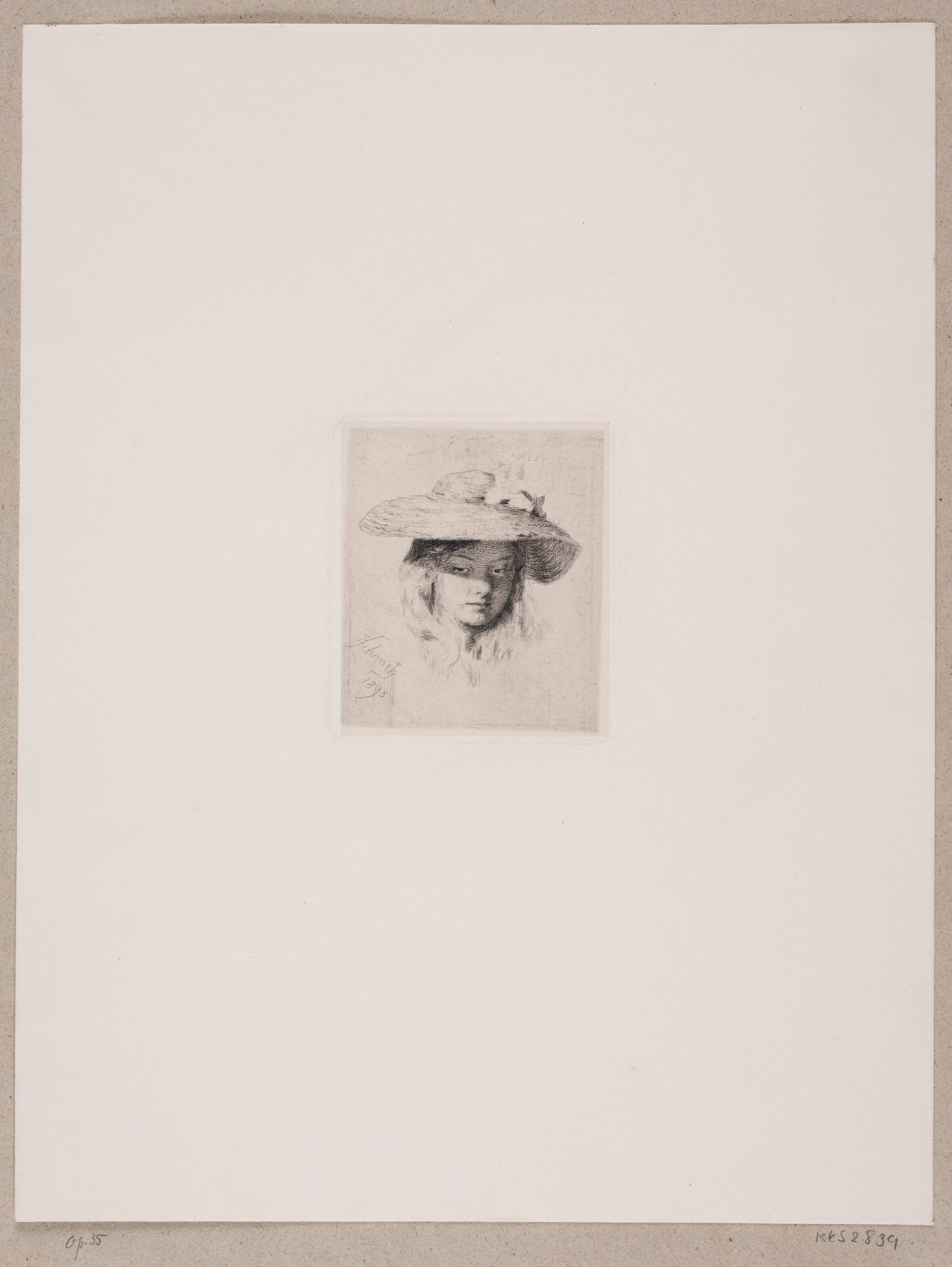 Ung pige med stråhat, Frans Schwartz, 1893