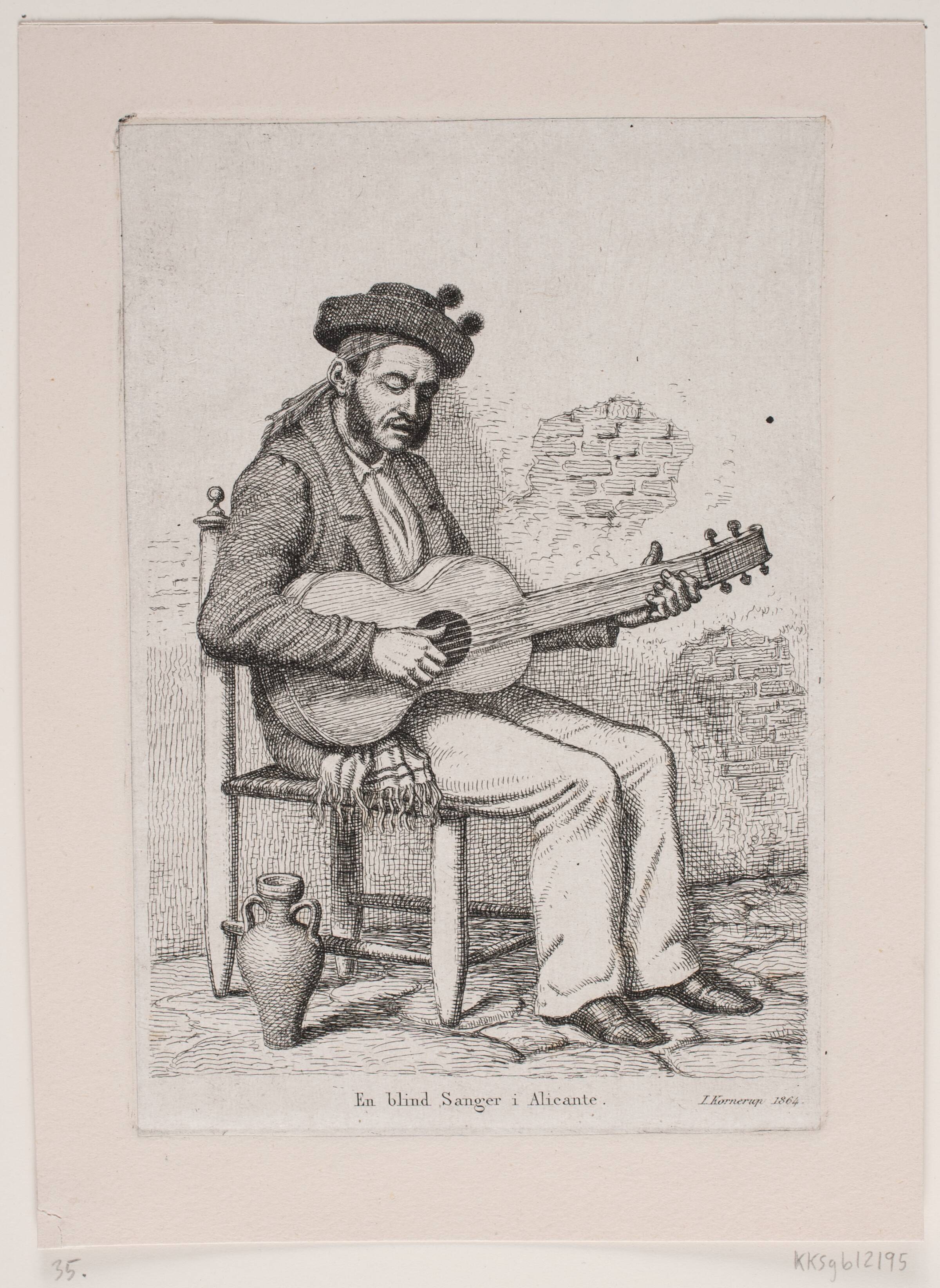 "En blind sanger i Alicante", Jacob Kornerup, 1864
