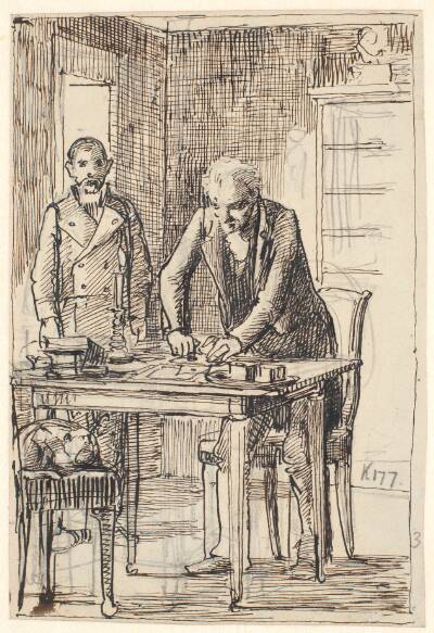 Brevet forsegles, mens tjeneren venter