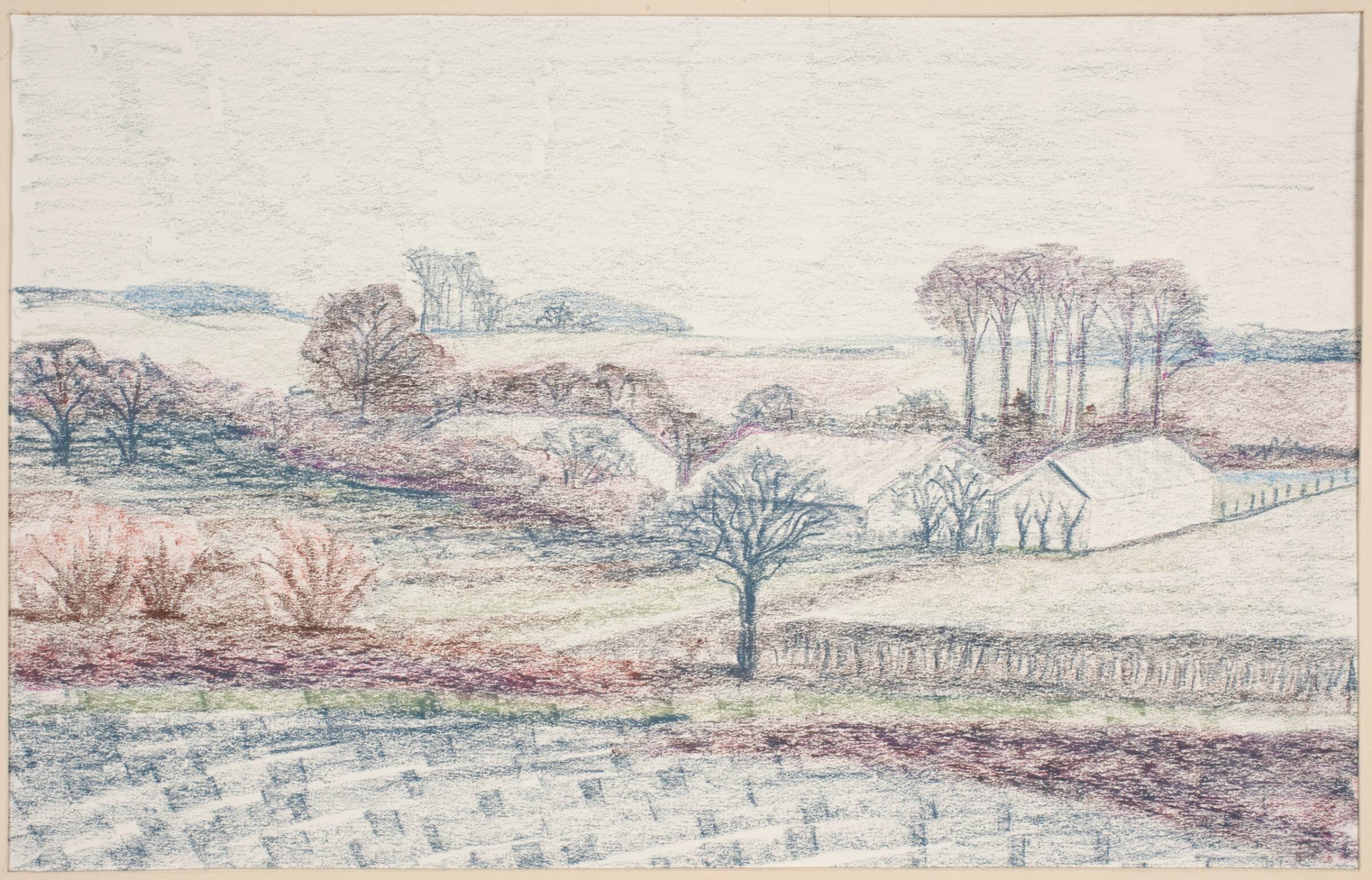 Landskab med bondegård. Stuehus og to længer, Henrik Starcke, 1899-1973