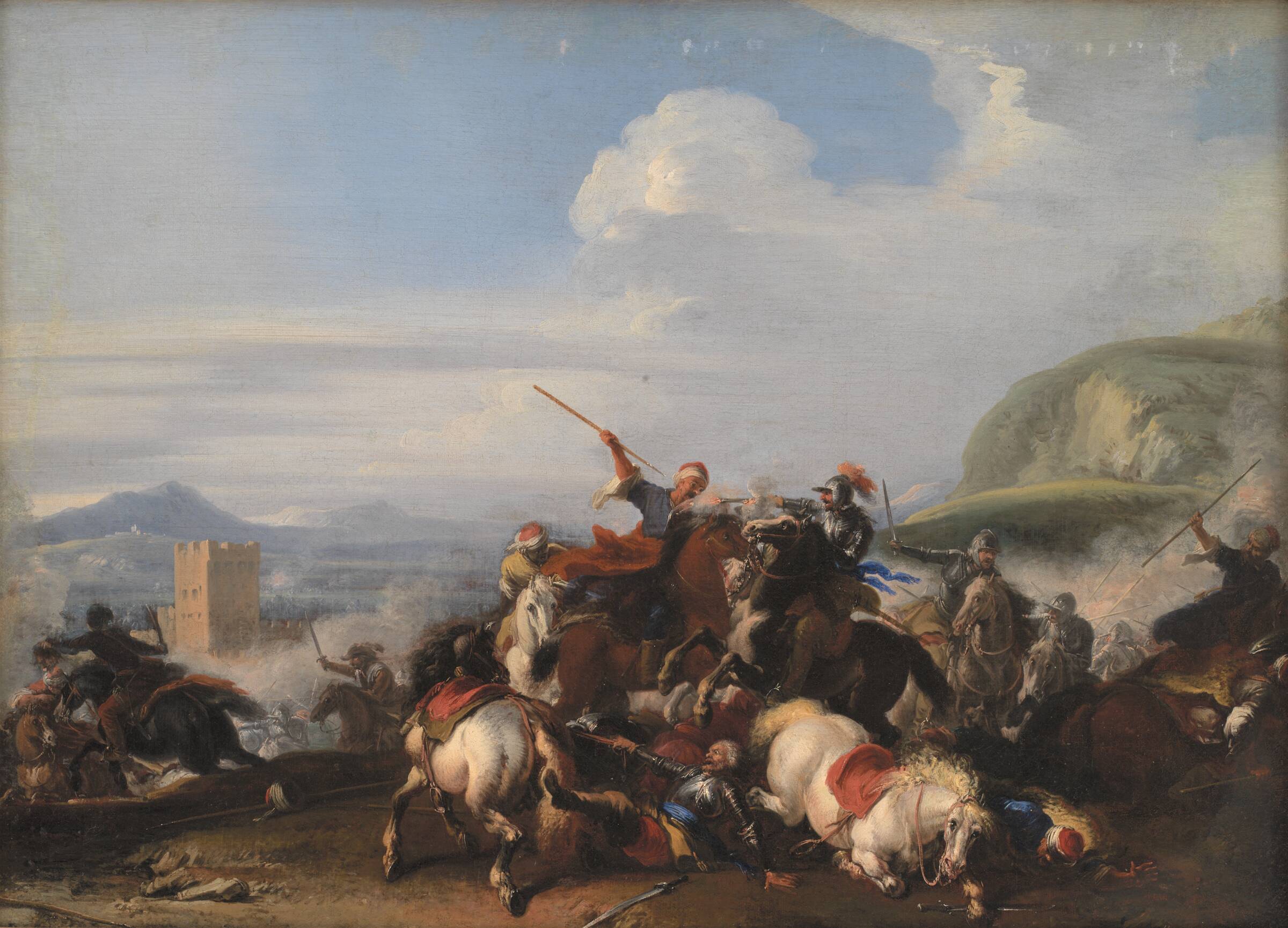 Bataille med tyrkisk cavalleri, Jacques Courtois, 1636-1675