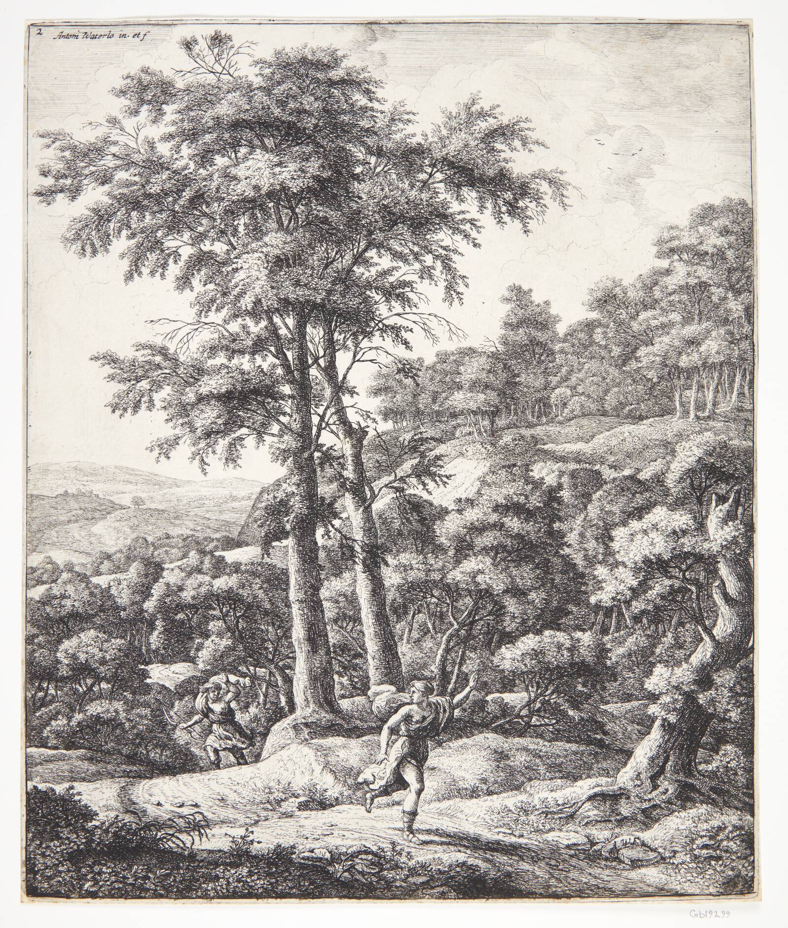 Landskab med Apollo og Dafne, Anthonie Waterloo, 1610-1690