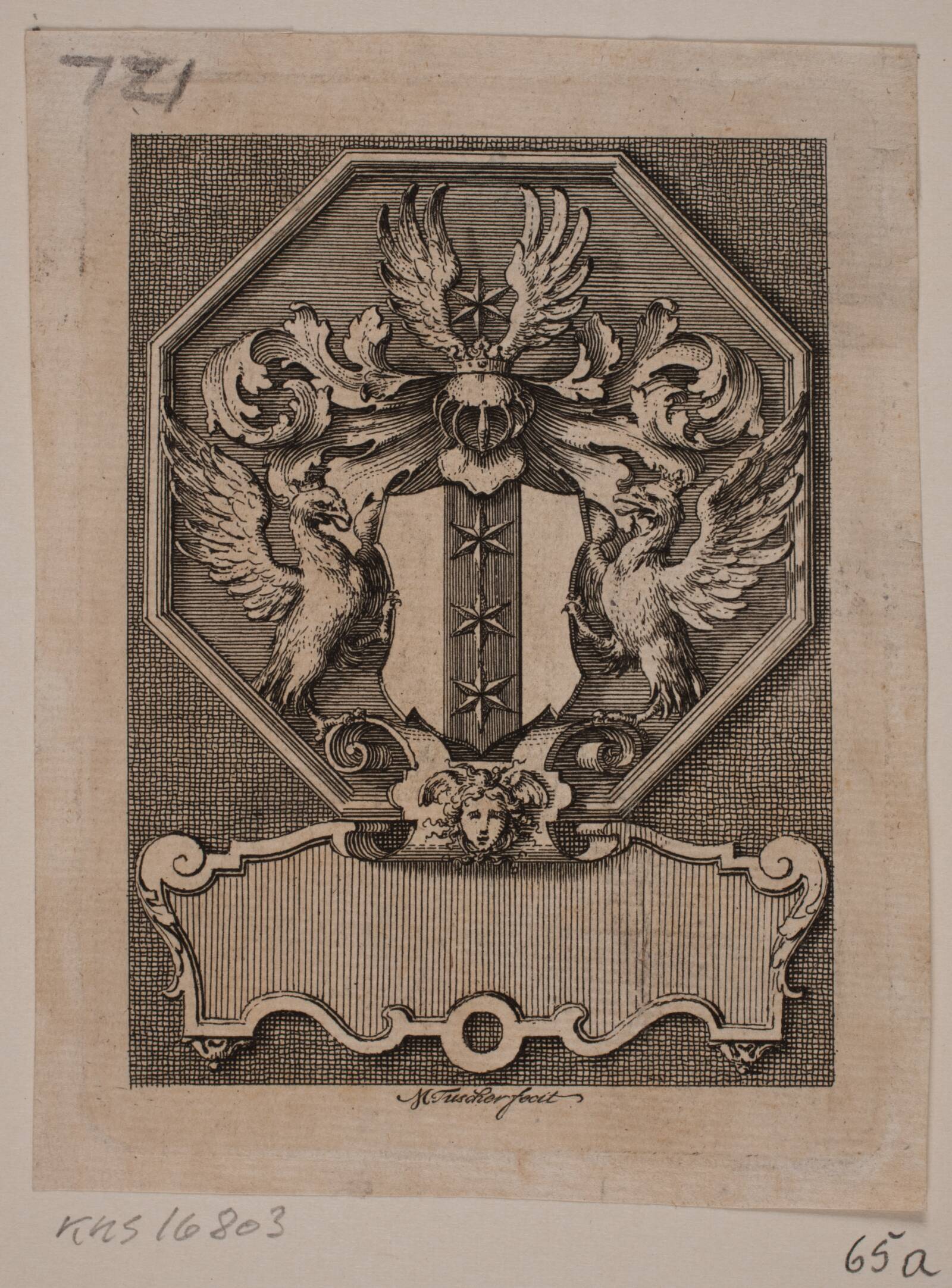 Hjelmstjernes ekslibris, Marcus Tuscher, 1725-1749