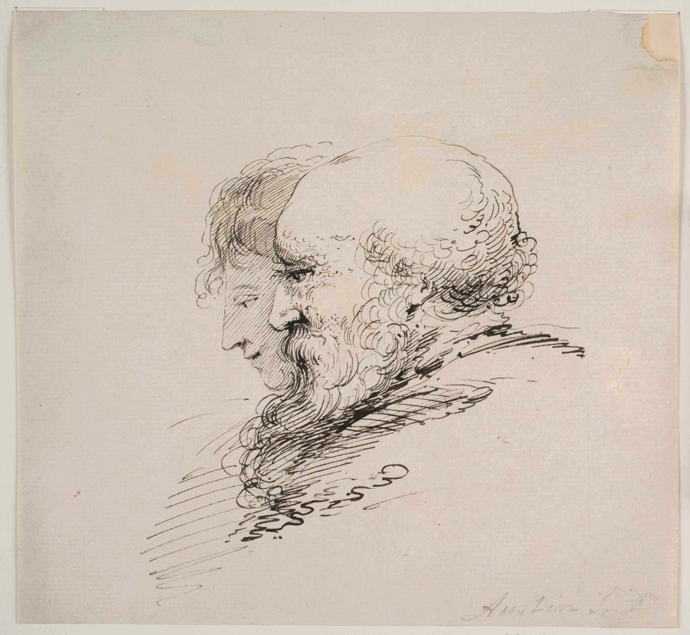 En gammel mand og en ung mand i profil, William Austin, 1721-1820
