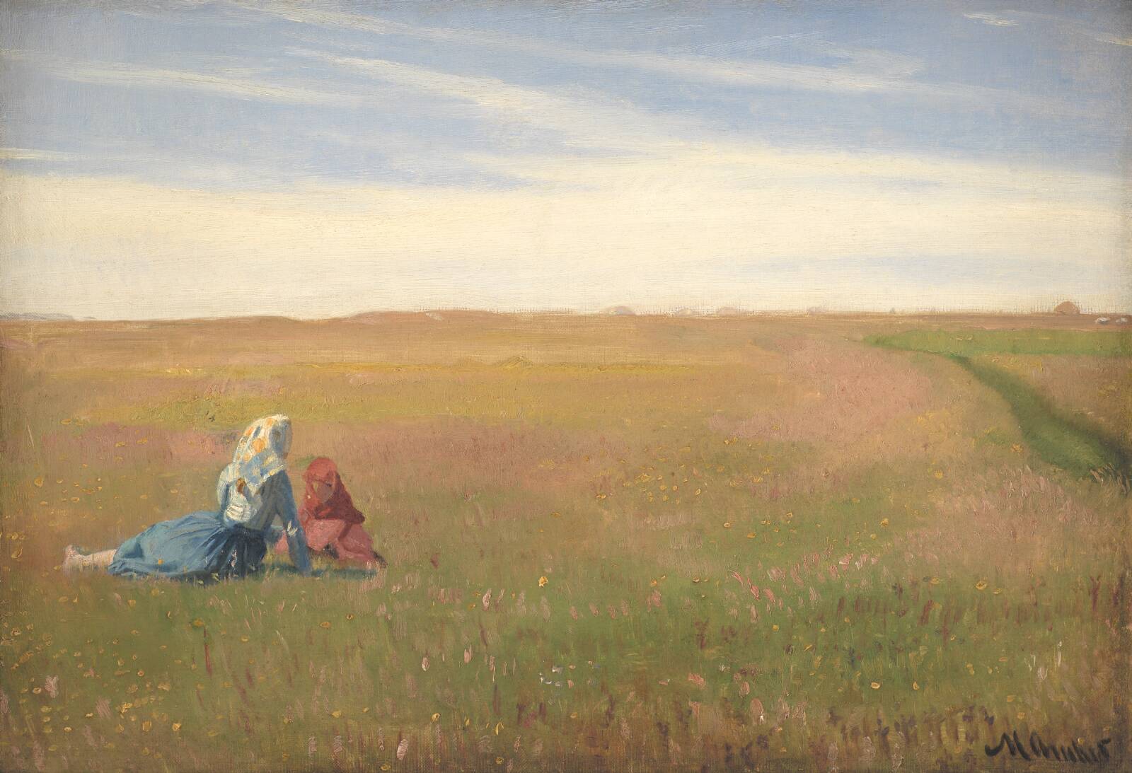 Two Girls in a Field. A Summer’s Day, by Michael Ancher, 1885-1889