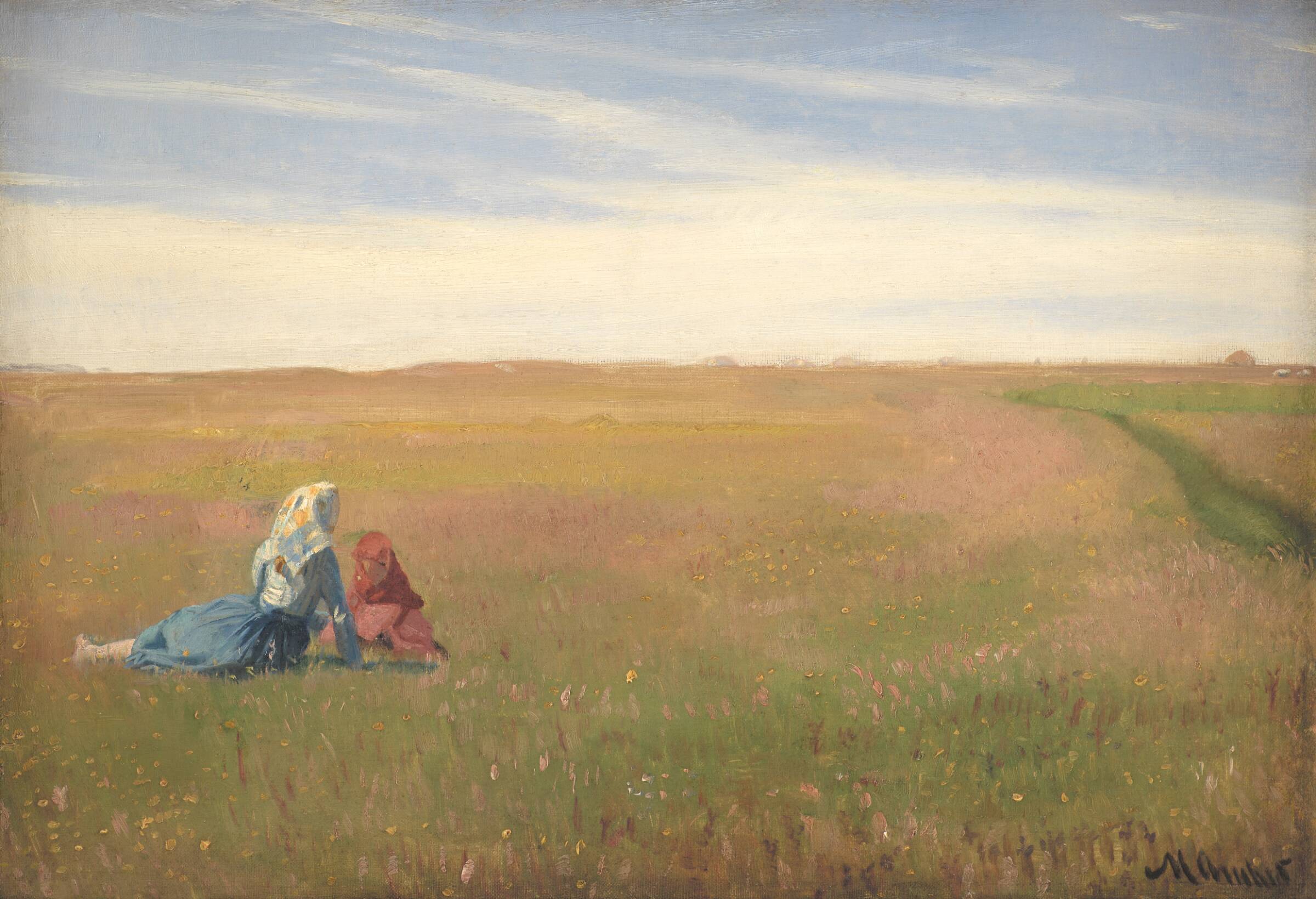 To piger på en mark. Sommerdag, Michael Ancher, 1885-1889