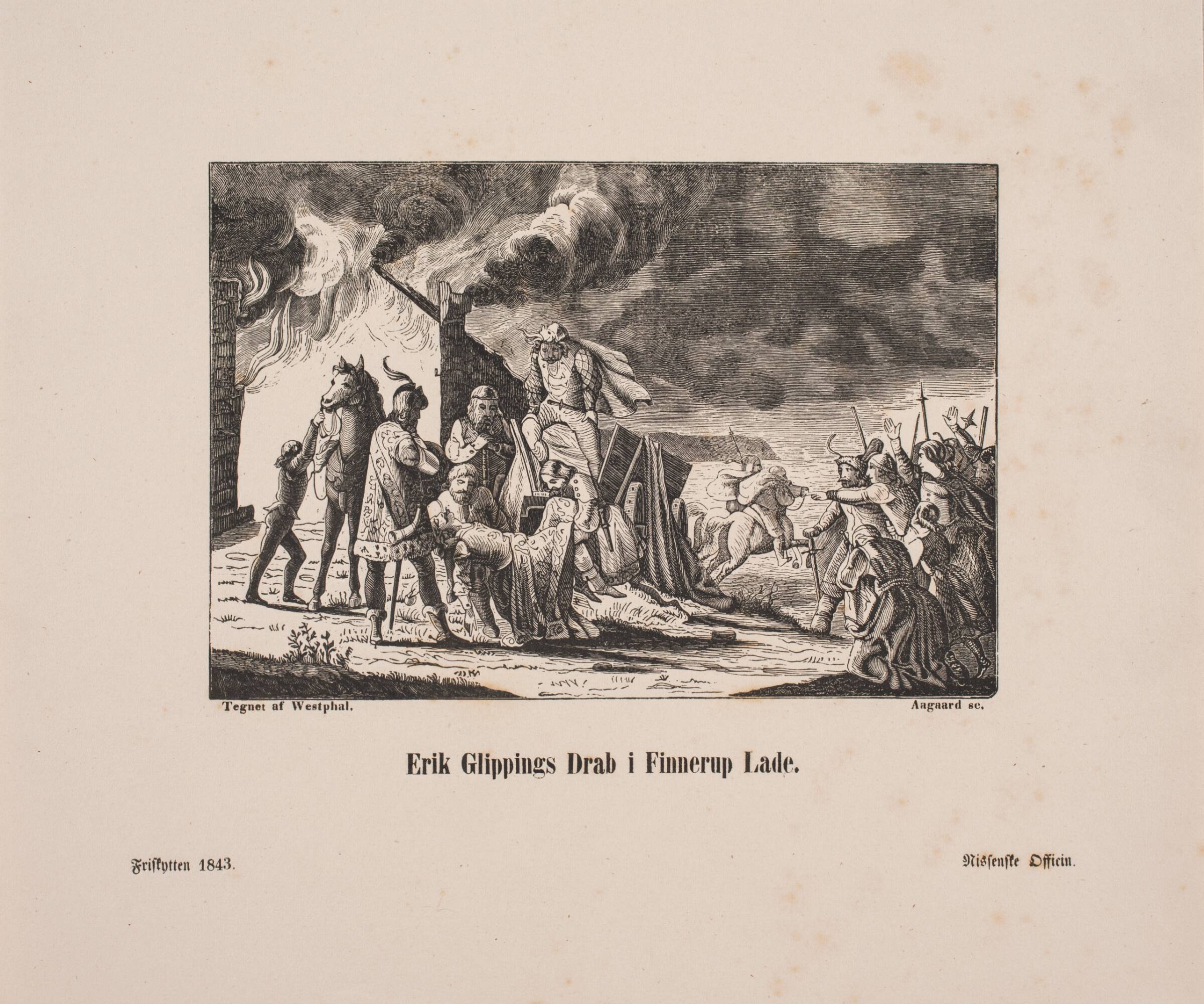"Erik Glippings drab i Finnerup lade", Johan Aagaard, 1843