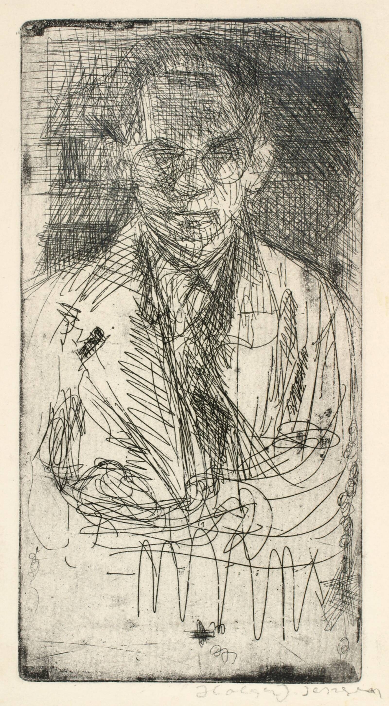 Selvportræt, Holger J. Jensen, 1956