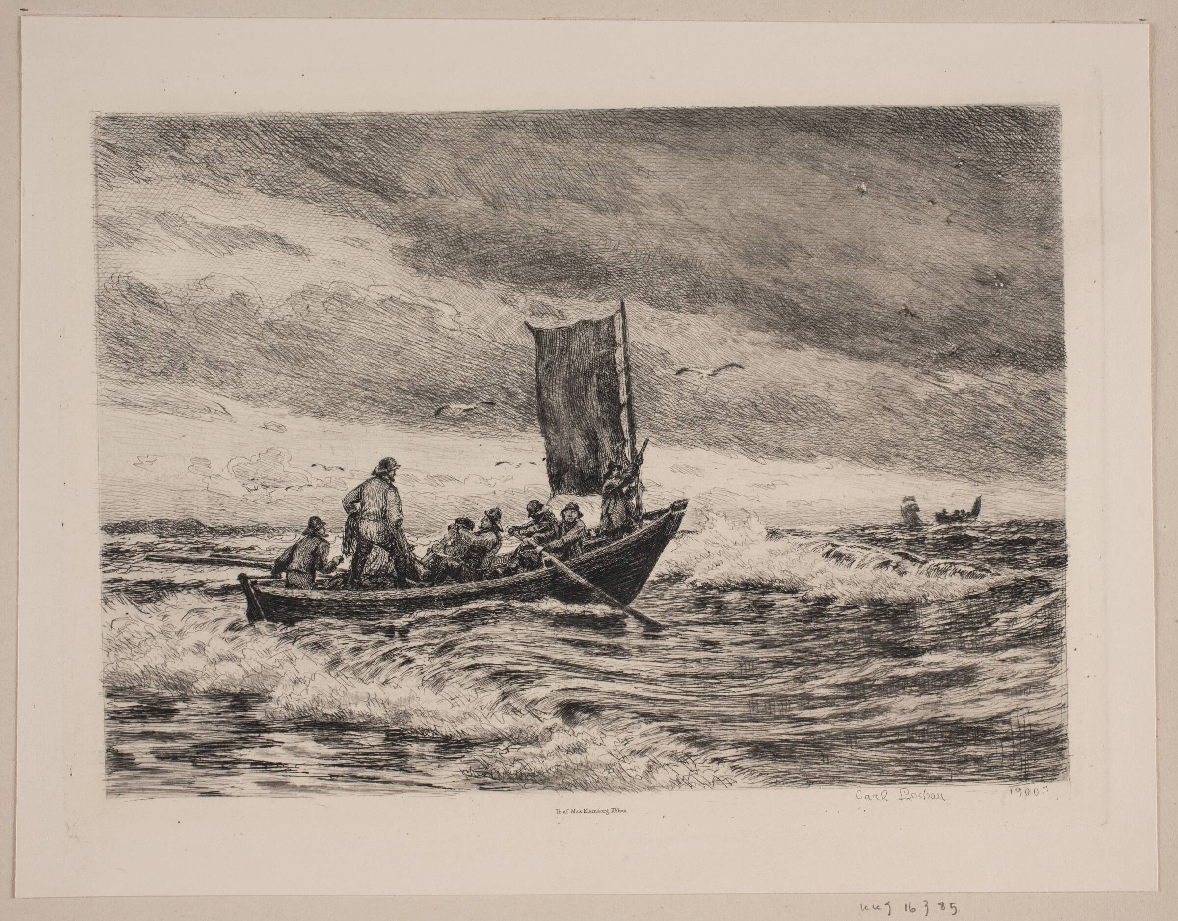 Fiskerbåd i brændingen, Carl Locher, 1900