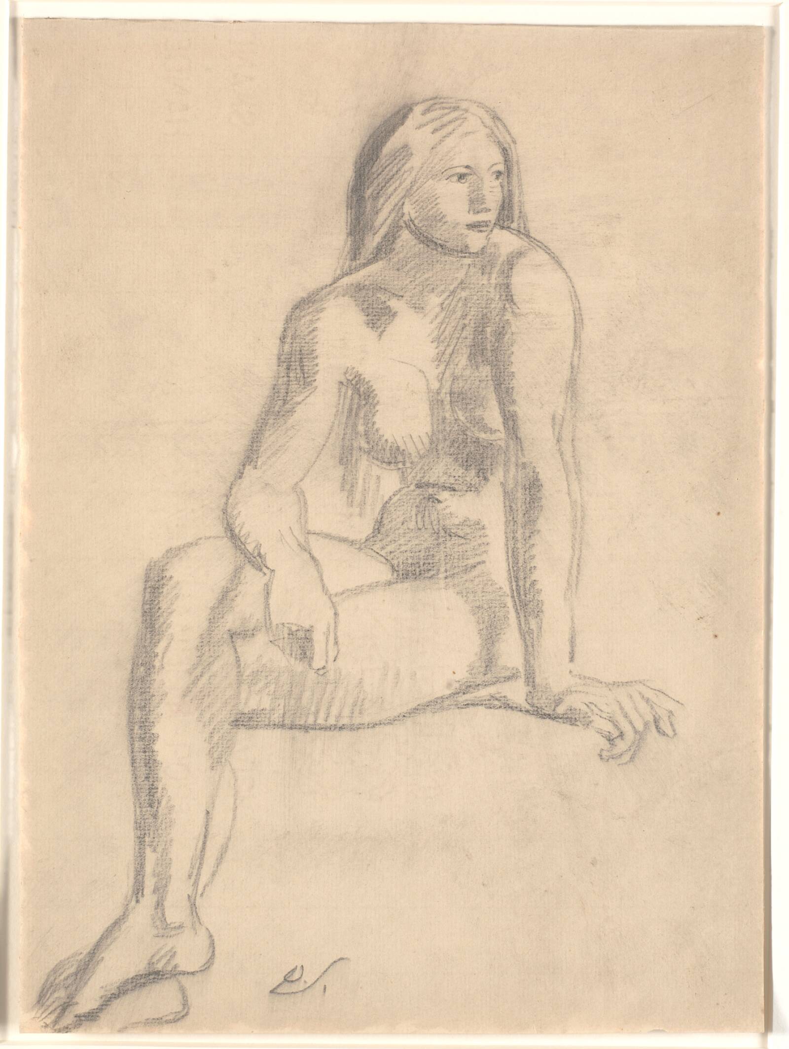 Siddende, ung nøgen kvinde, Joakim Skovgaard, 1915-1916