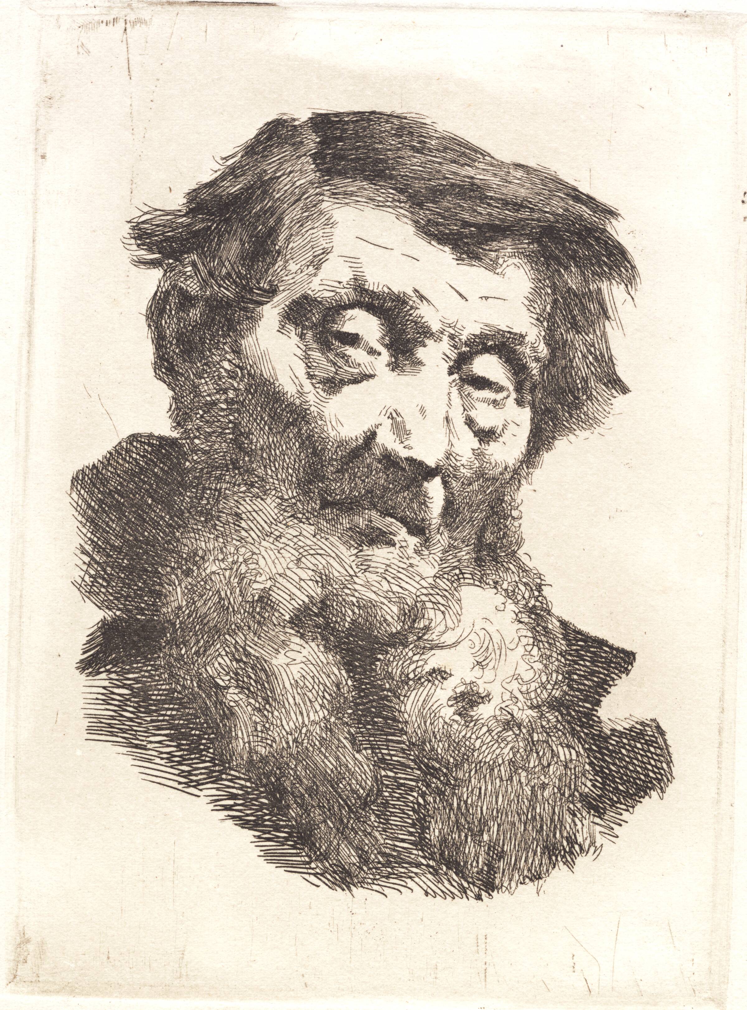 Gammel mand med tvedelt gråt skæg, Frans Schwartz, 1885