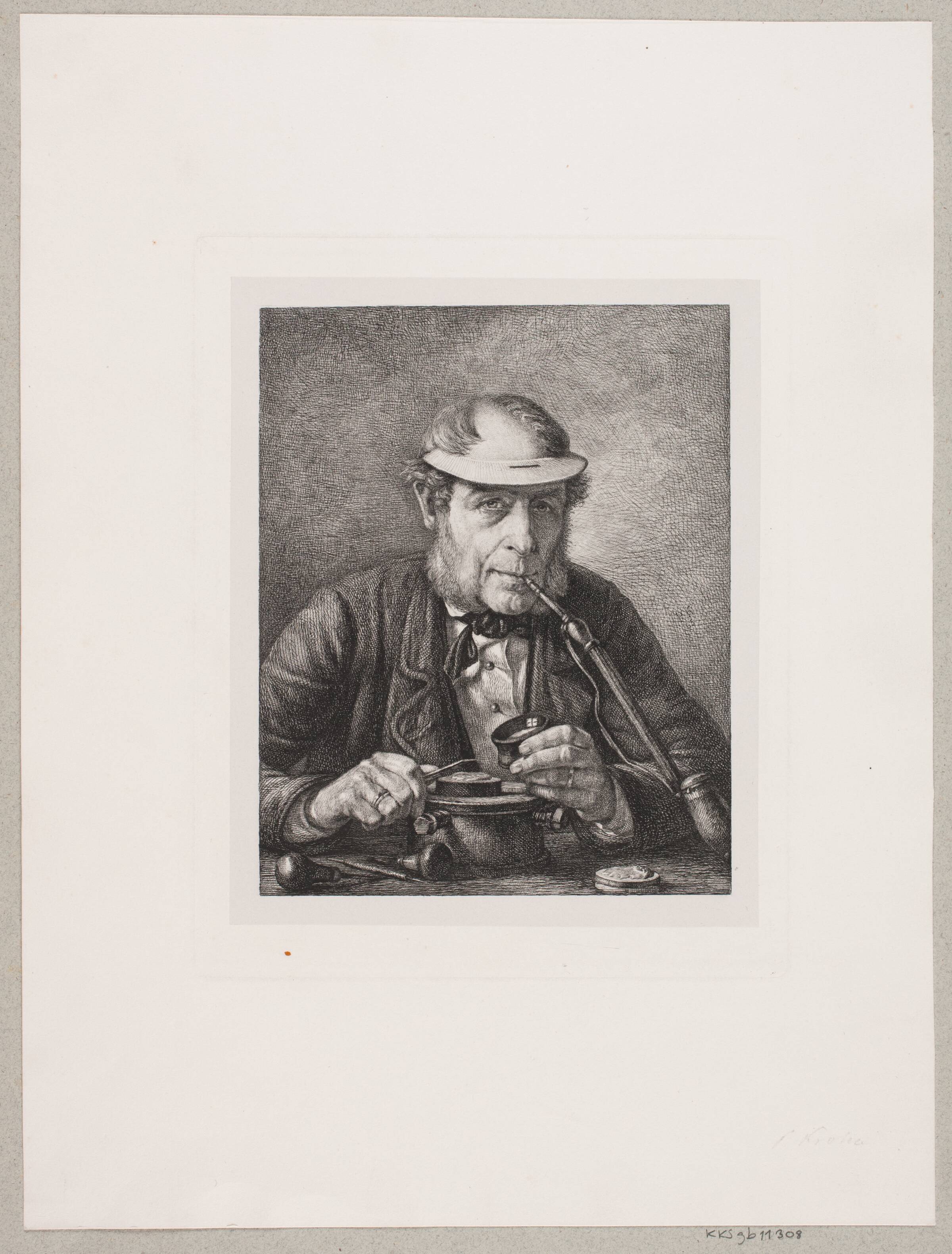 Portræt af kunstnerens far, medaillør F.C. Krohn, Pietro Købke Krohn, 1865
