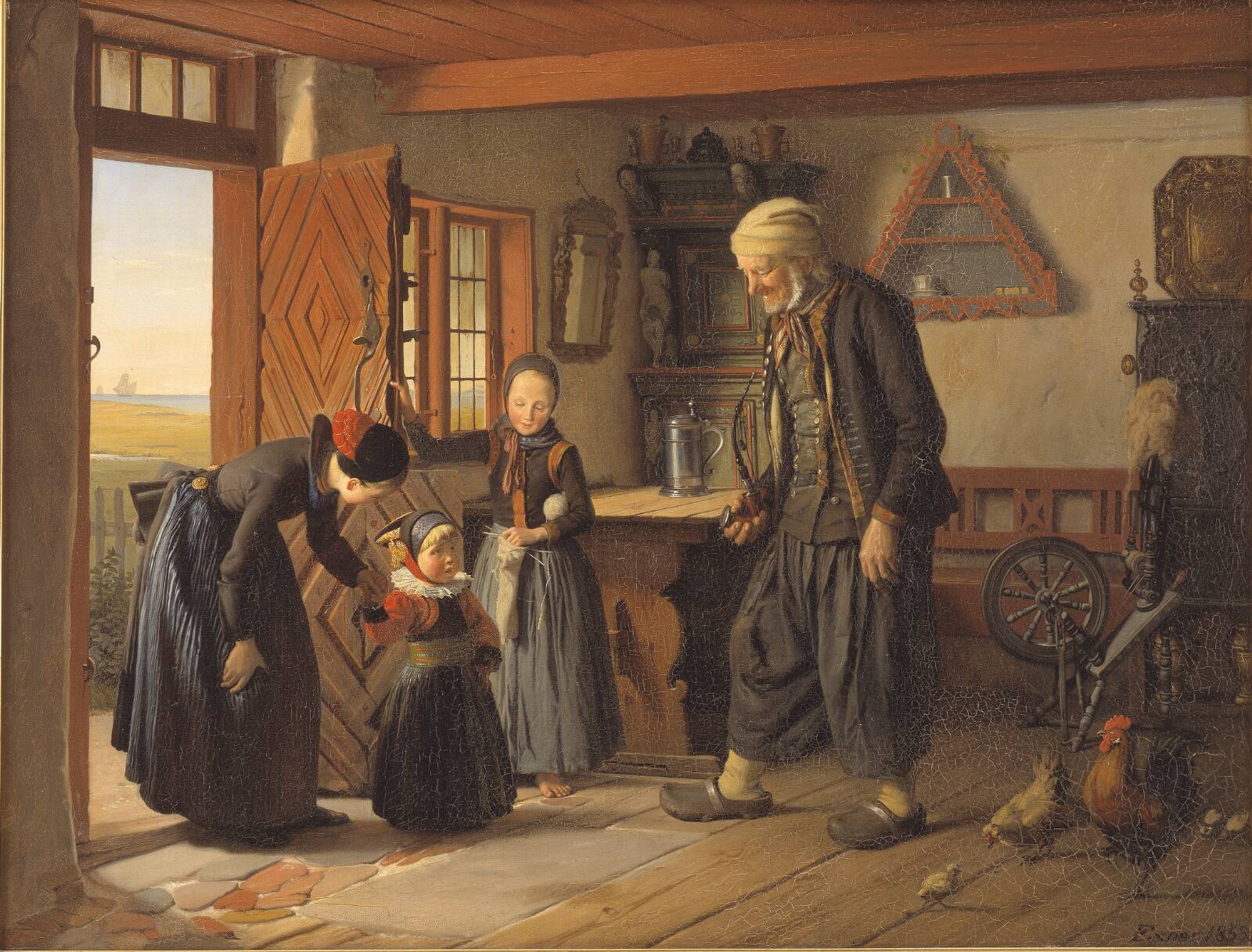 Besøget hos bedstefader, Julius Exner, 1853