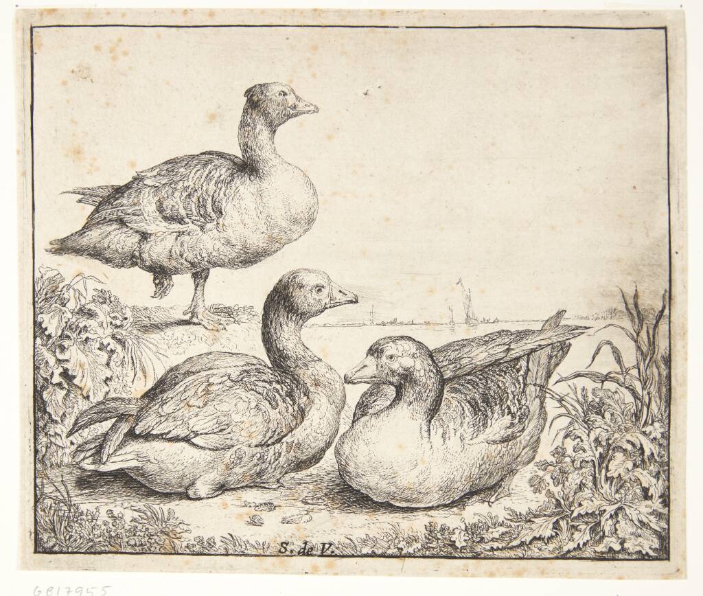 Tre gæs, Simon de Vlieger, 1600-1653