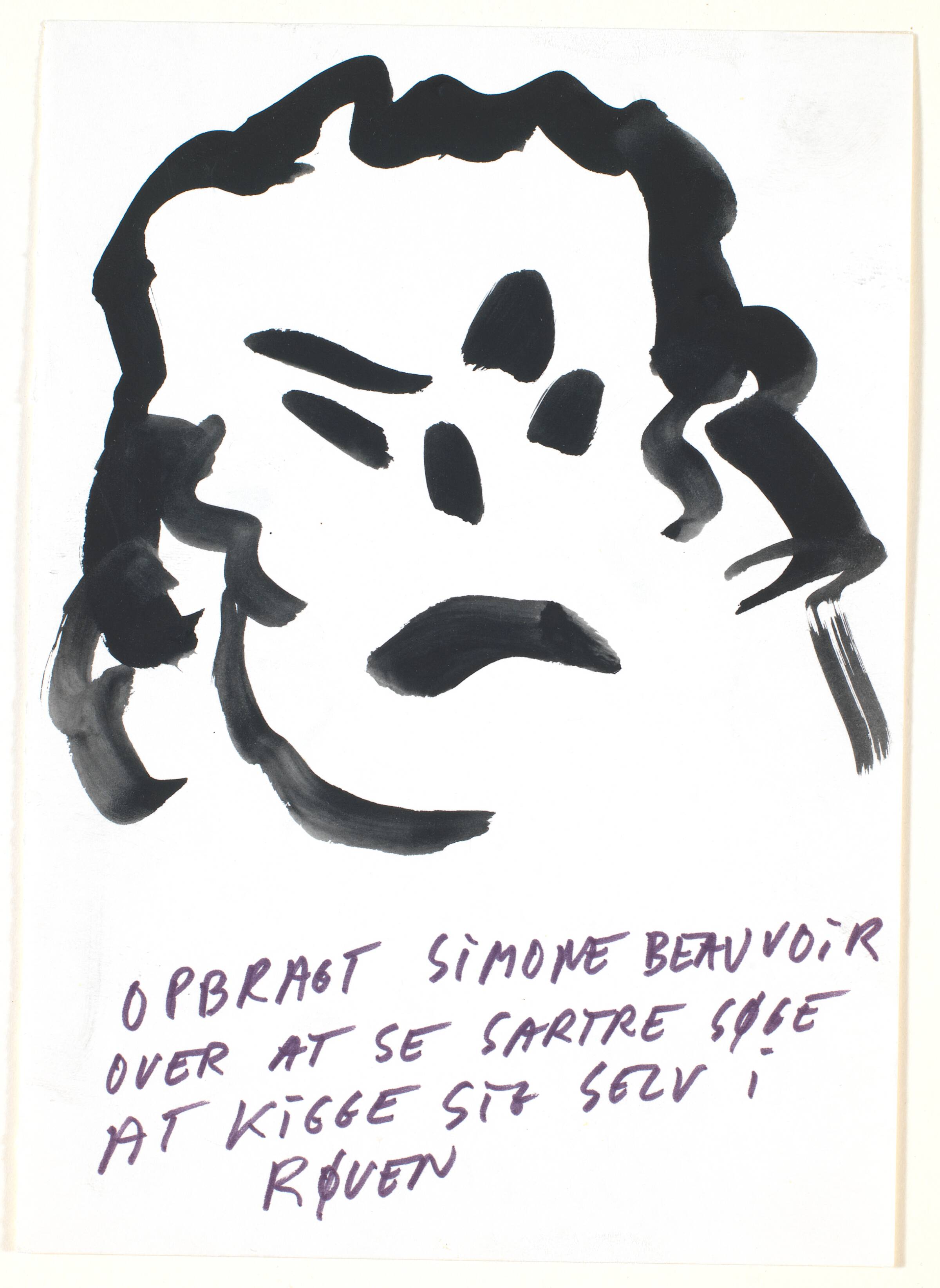 Opbragt Simone de Beauvoir over at se Sartre søge at kigge sig selv i røven, Claus Carstensen, 1982