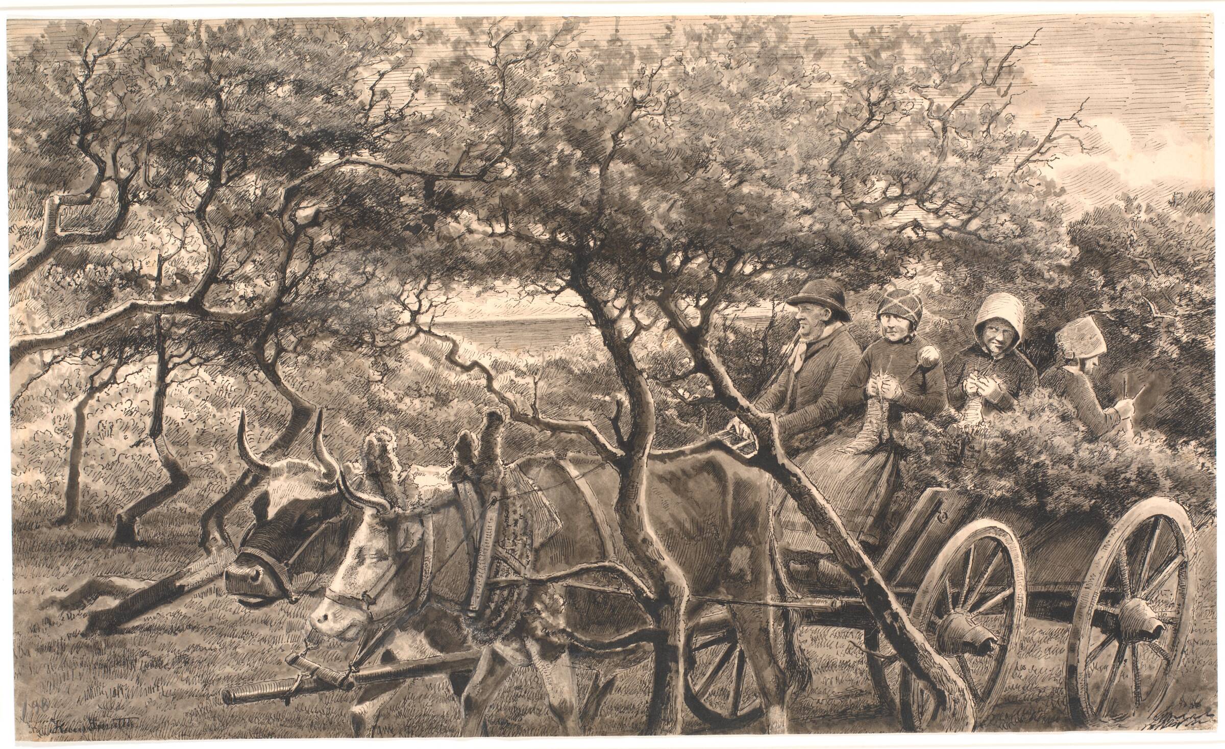 Et studekøretøj. Igennem krattet. Hammerum Herred, Hans Smidth, 1884-1889
