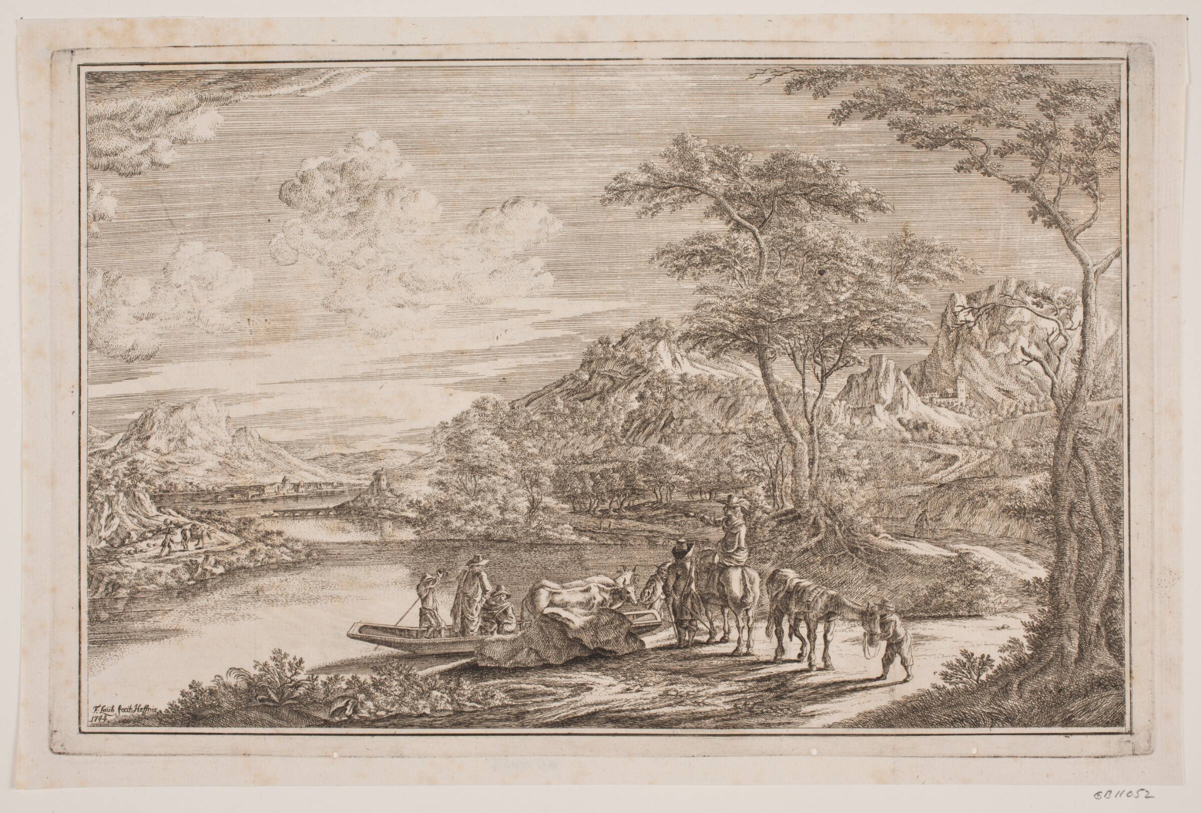 Et færgested i en bjergegn, Frederik Laub, 1744