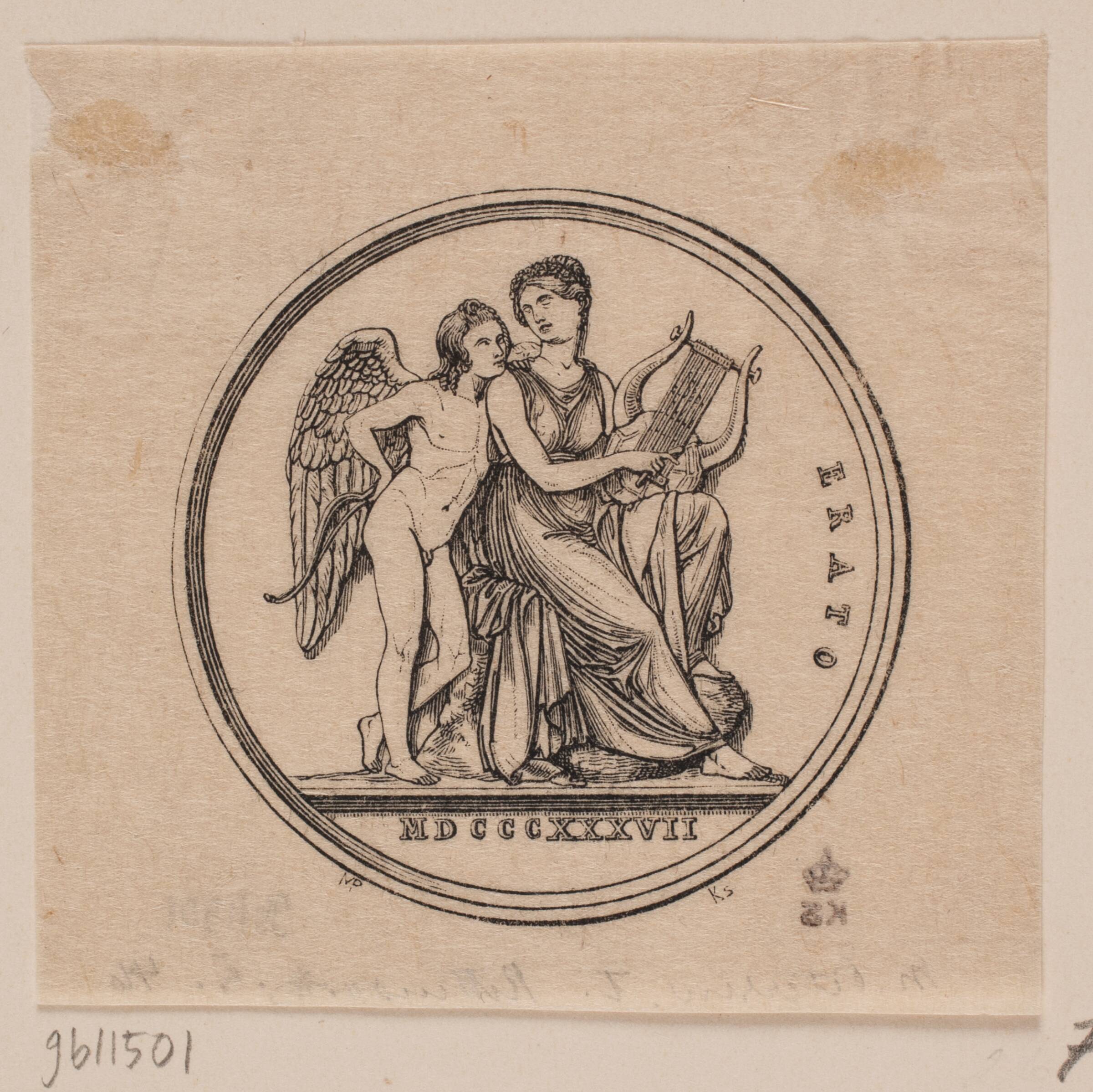 Medalje med fremstilling af Erato, Axel Theodor Kittendorff, 1846