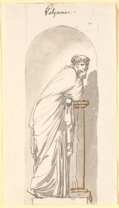 Polyhymnia, hymnedigtningens muse, som statue i en niche