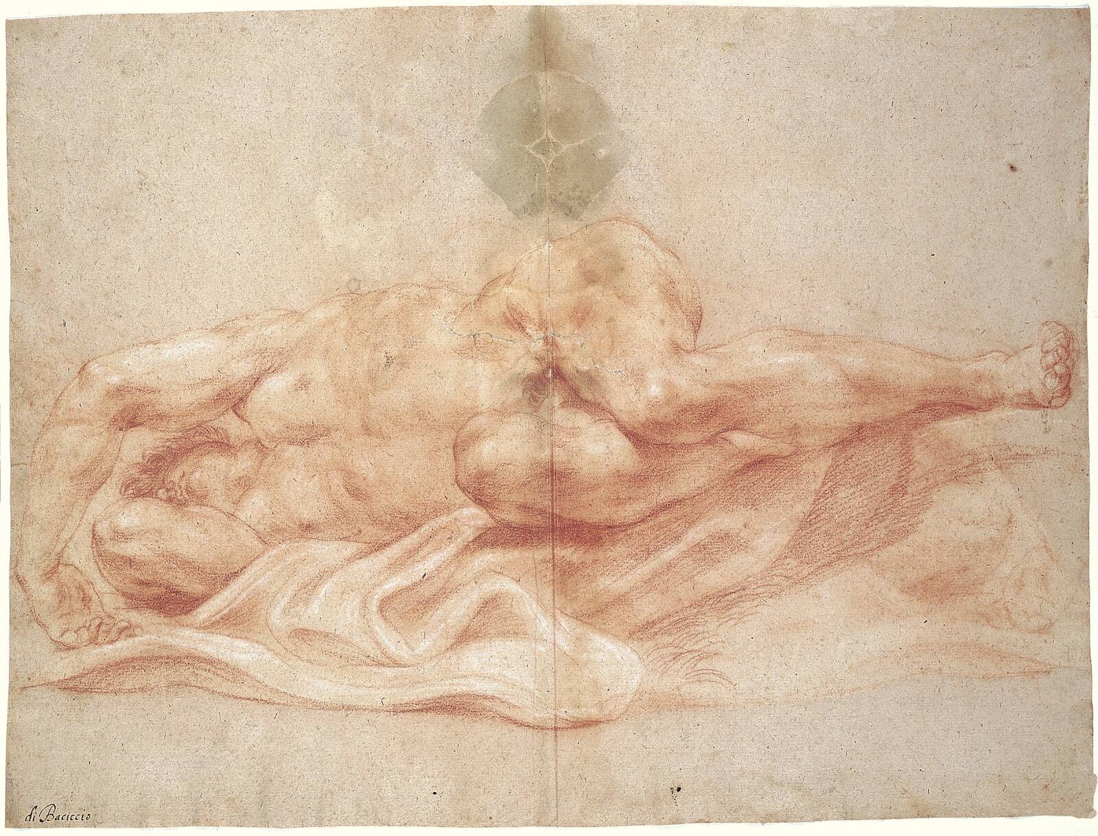 Male nude, by Giovanni Battista Gaulli, 1639-1709