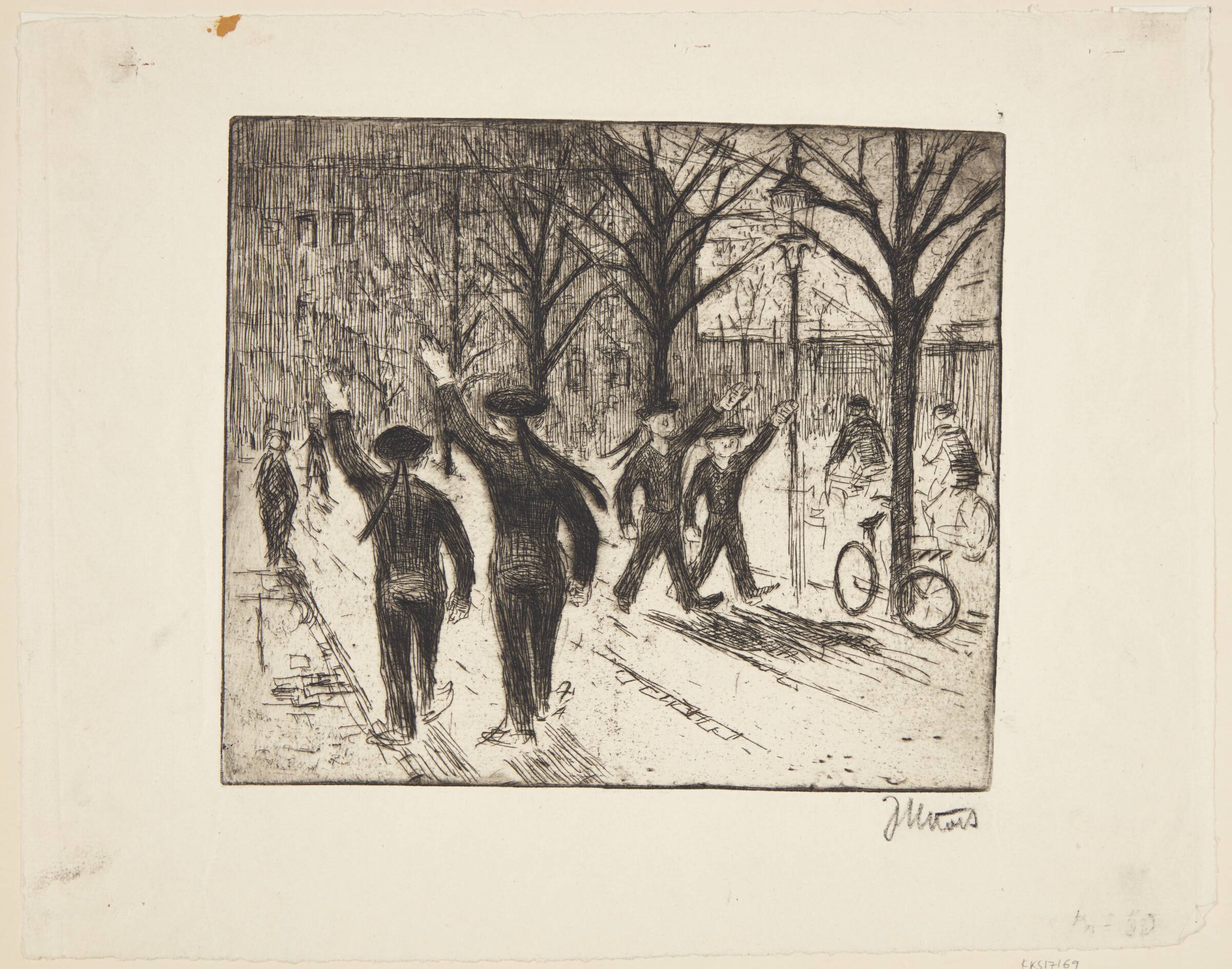 Tyske marinere heiler på gaden i København. Marts 1945, Jane Muus, 1945