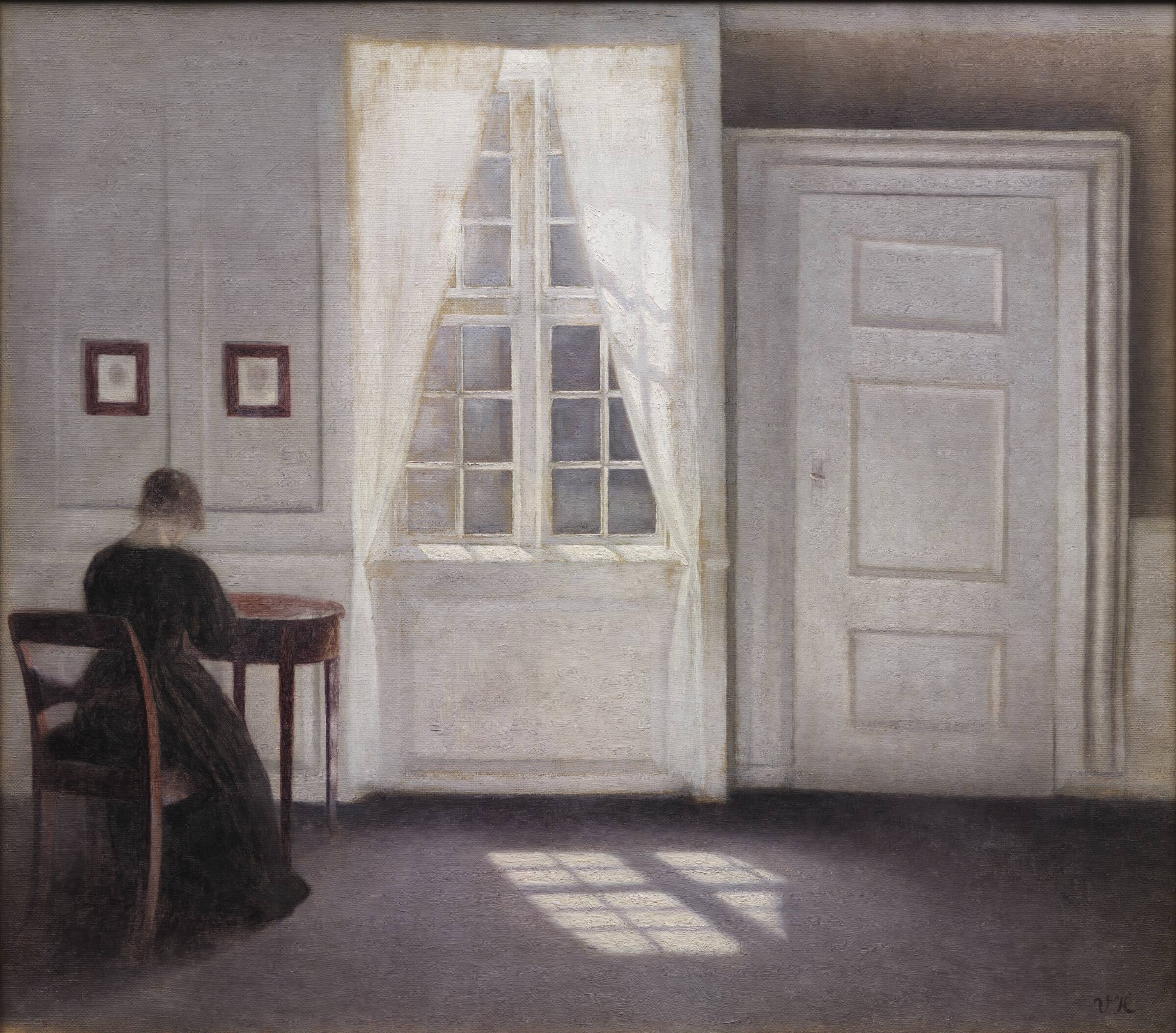 Stue i Strandgade med solskin på gulvet, Vilhelm Hammershøi, 1901