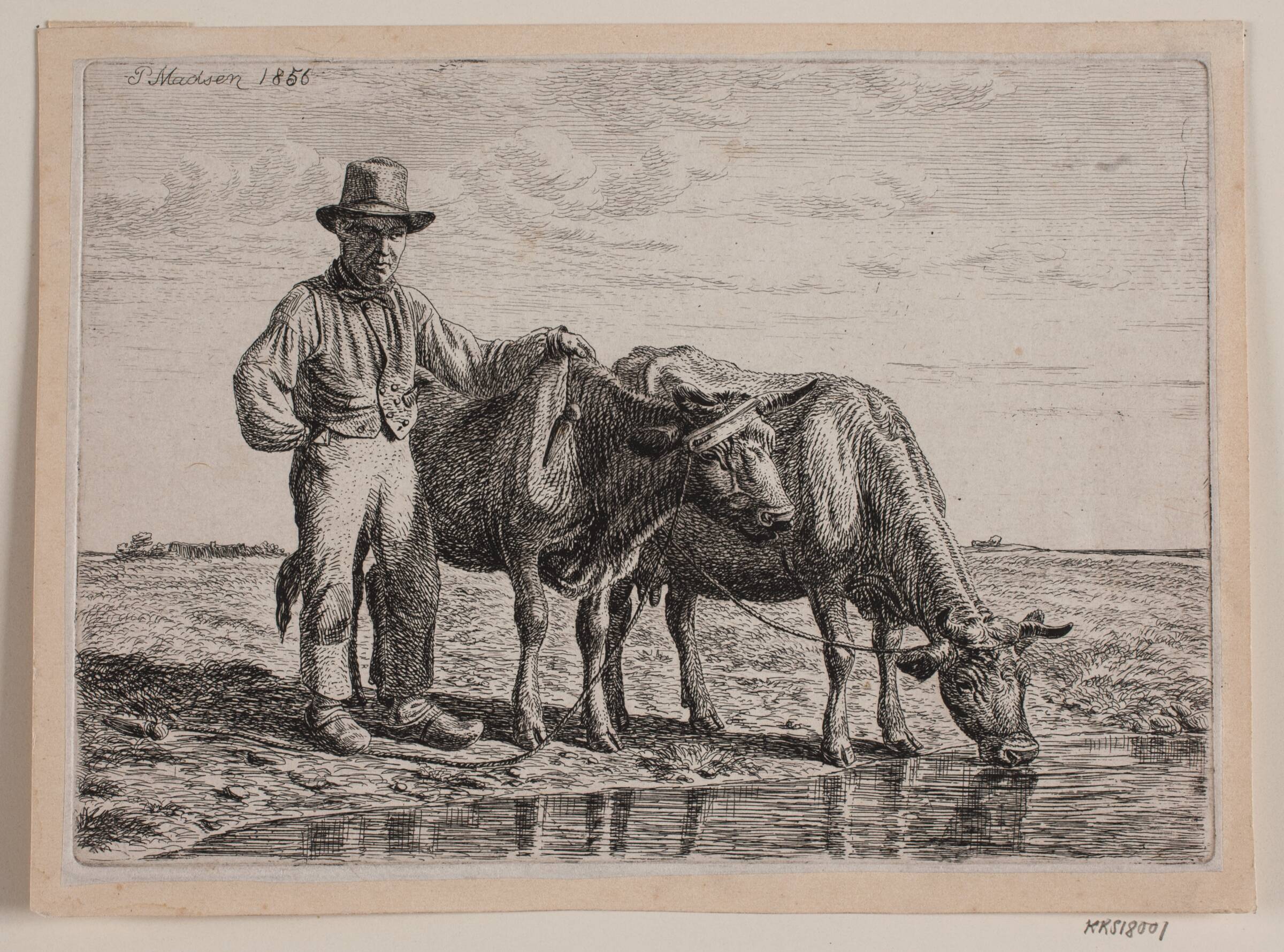Hyrde med køer, Madsen, A.P., 1856