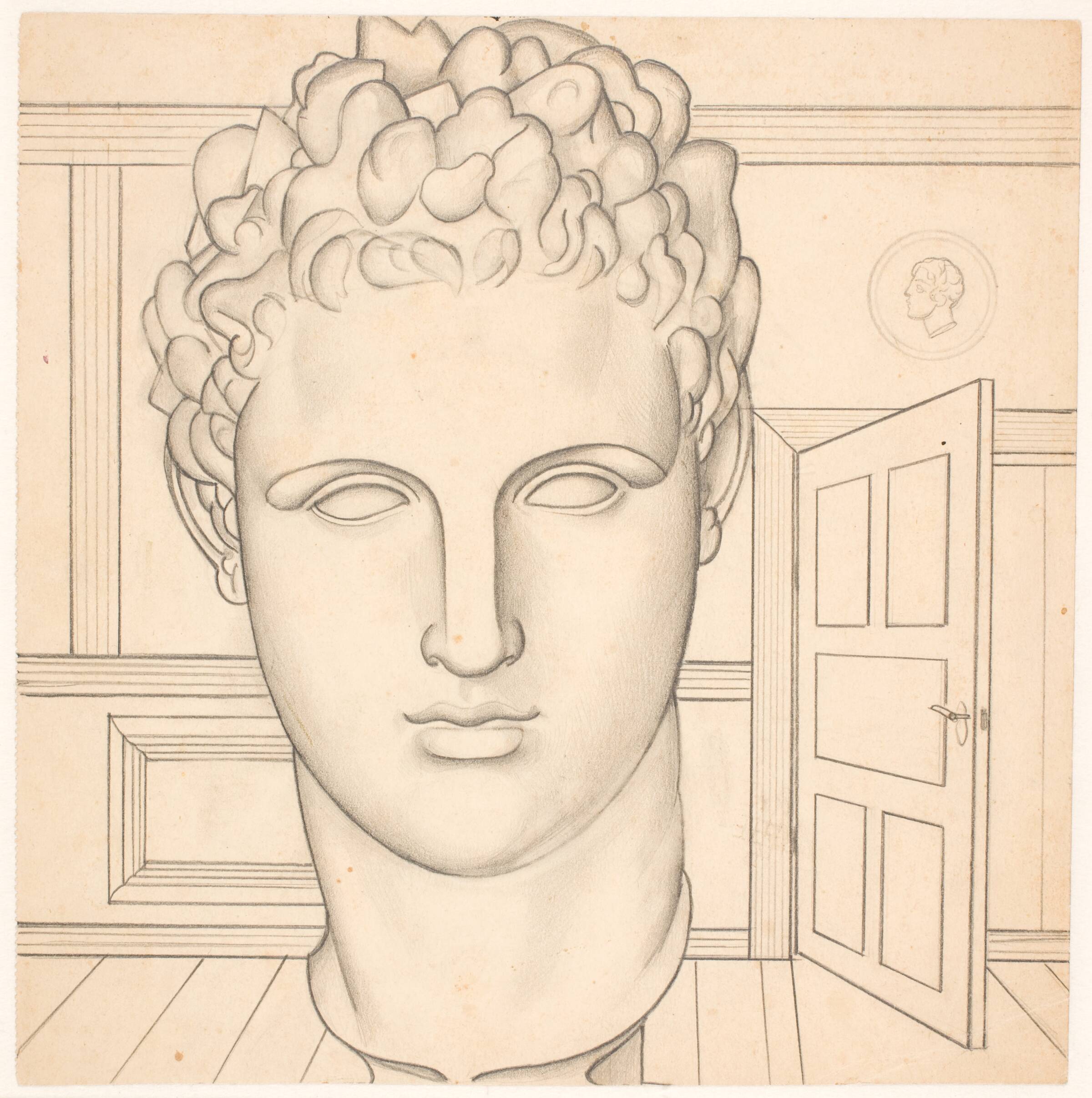 Interieur med antikt hoved, Franciska Clausen, 1899-1986
