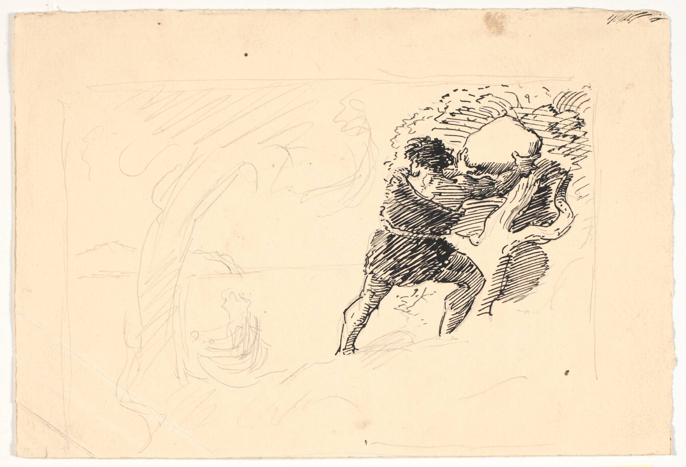 Polyfem kaster sten efter Odysseus' skib, Niels Skovgaard, 1858-1903