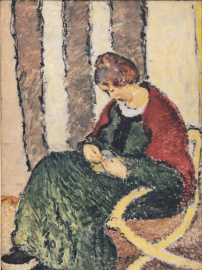 Dame med rødt shawl. Anna Giersing, kunstnerens søster