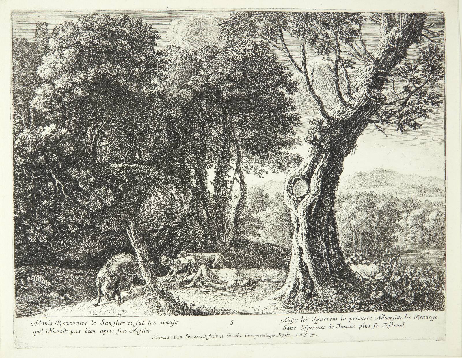 Adonis' død, Herman van Swanevelt, 1654