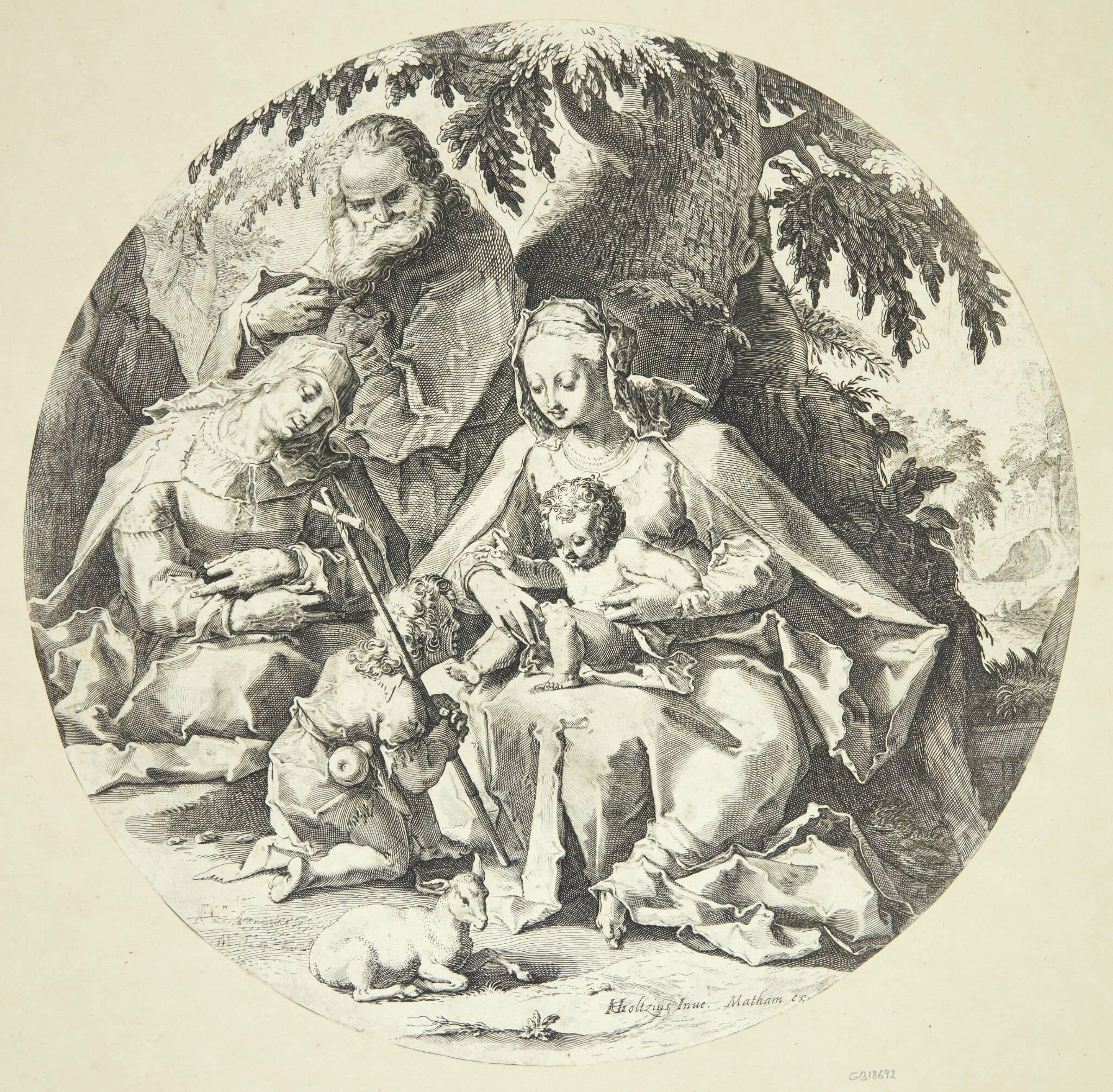 Den hellige familie med Sankt Elisabeth og barnet Johannes