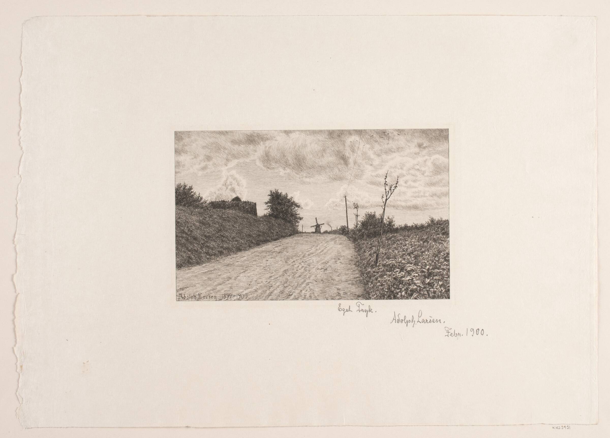 Vej ved Birkerød. Aften, Adolph Larsen, 1899-1900