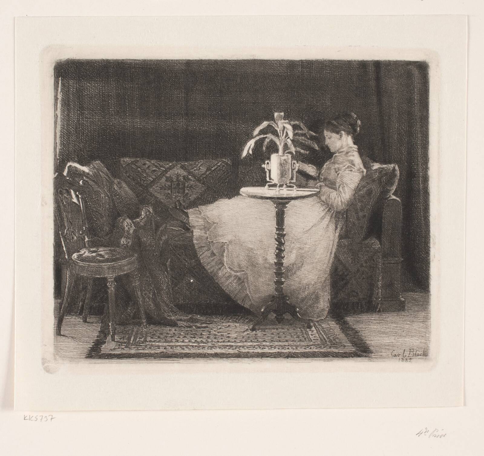 Læsende dame, Carl Bloch, 1882