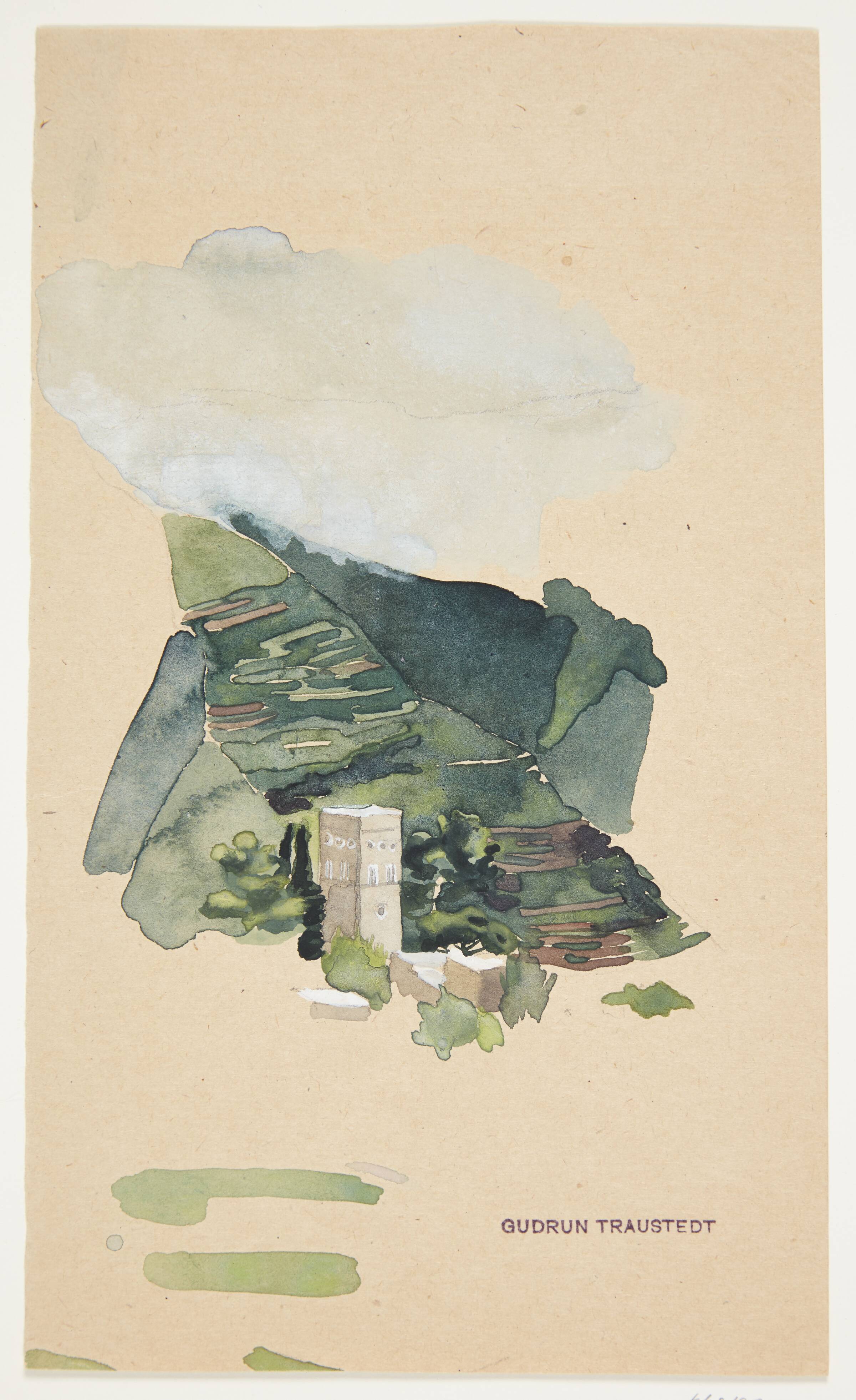 Italiensk landskab med tårn, Traustedt, Gudrun, 1920-1924
