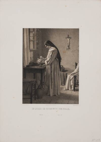 En nonne om morgenen i sin celle