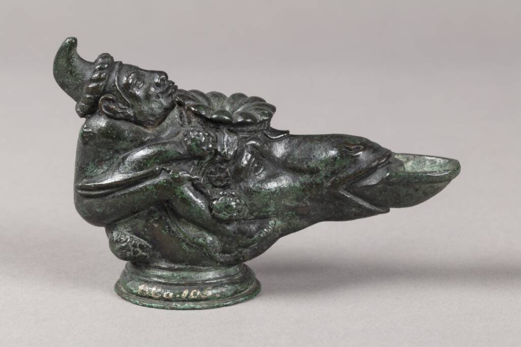 Olielampe. Mand, der sidder på et muldyrhoved, Ubekendt, 1500-1525