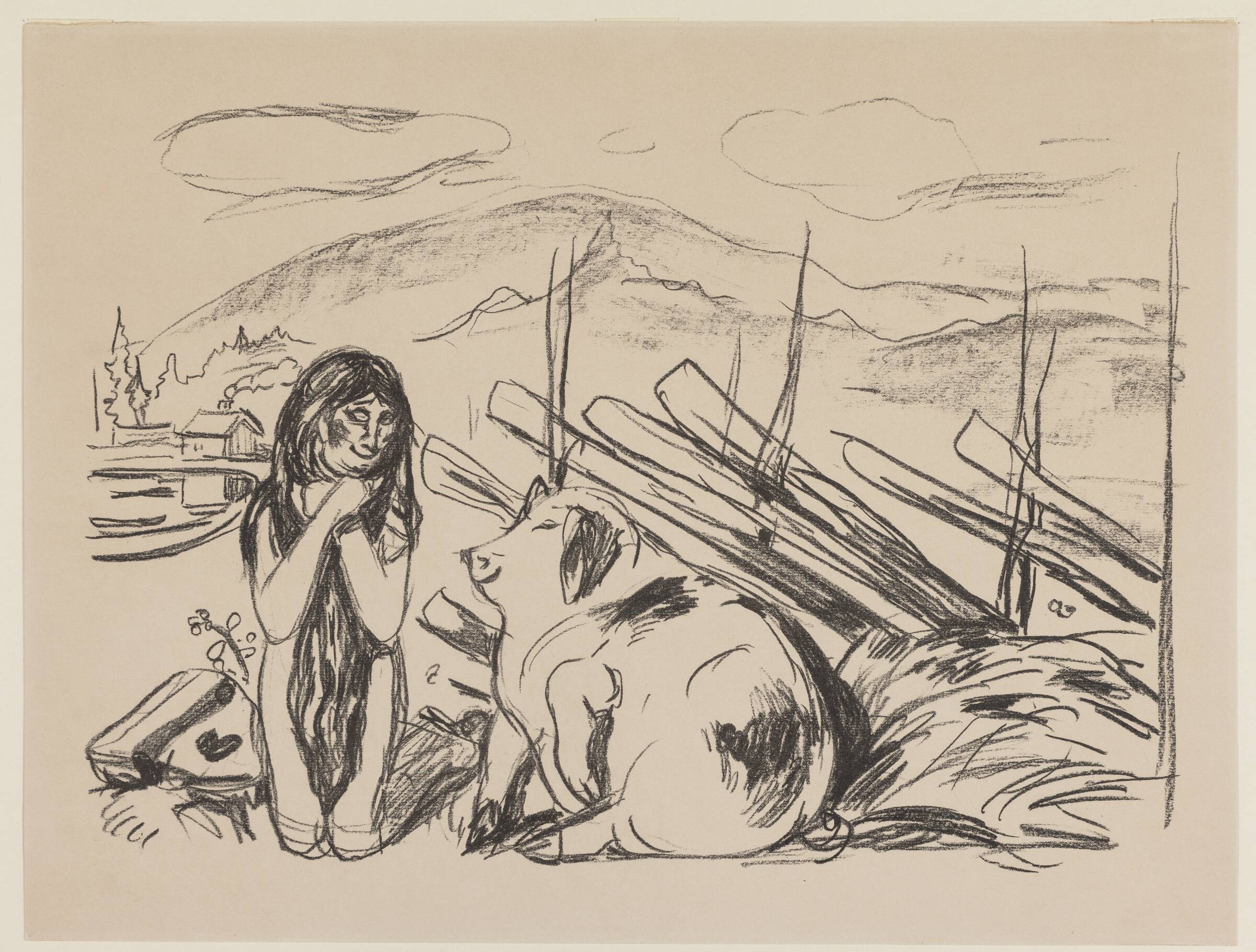 Omega og svinet, Edvard Munch, 1908-1909